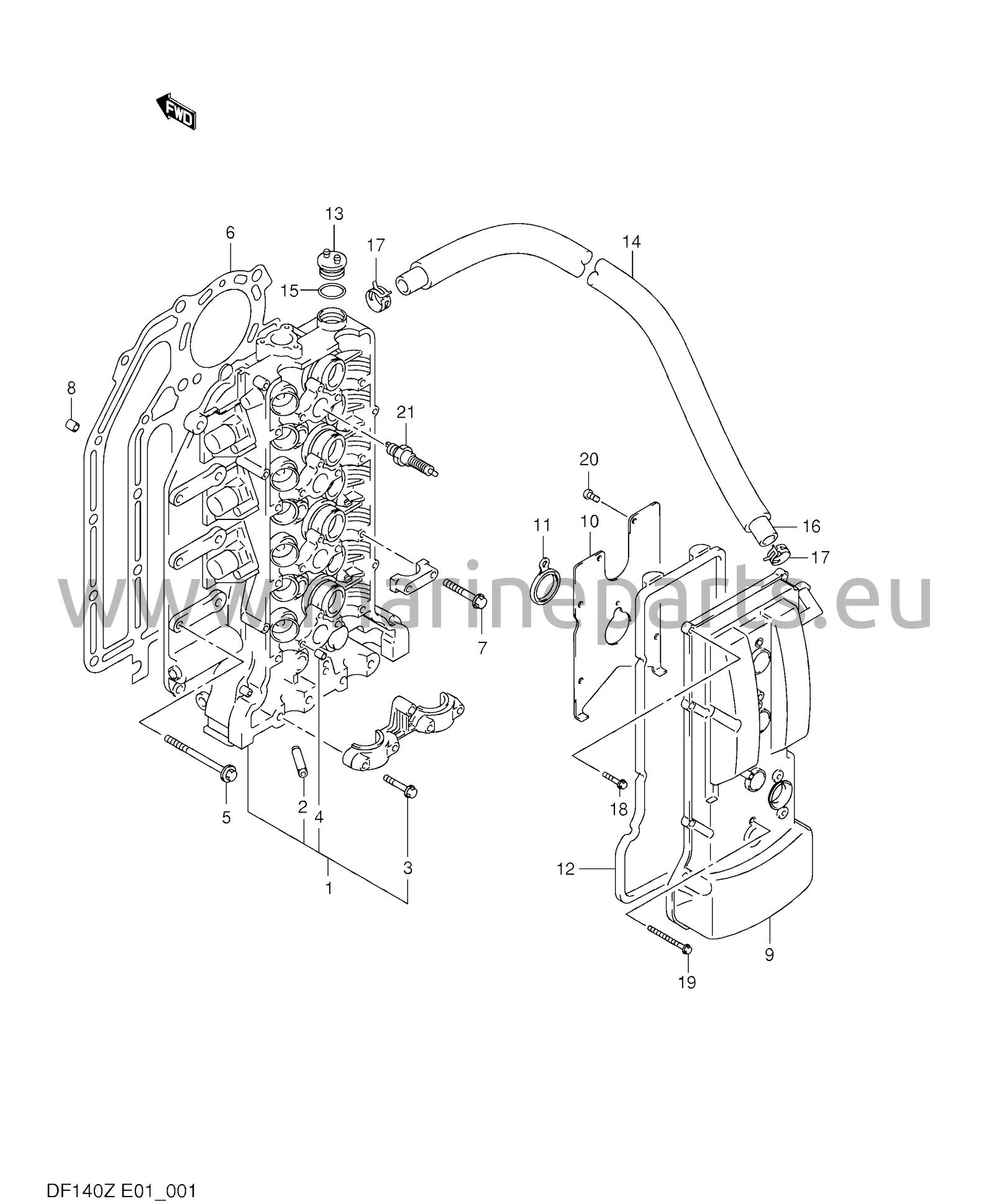 Exploded views for Suzuki DF140ZUL (E01) 2002 [DF140Z_E01]