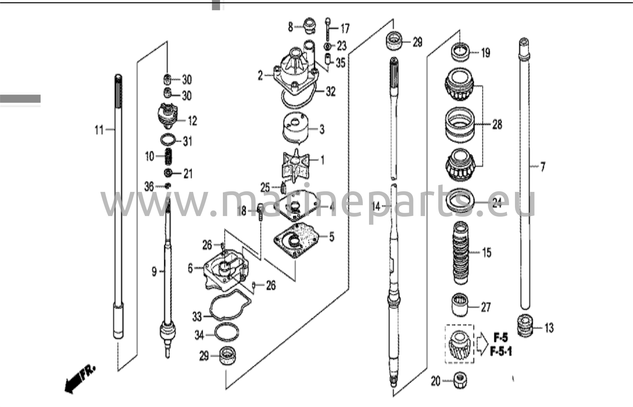 Veepumba ühik ja vertikaalne ajamispõld