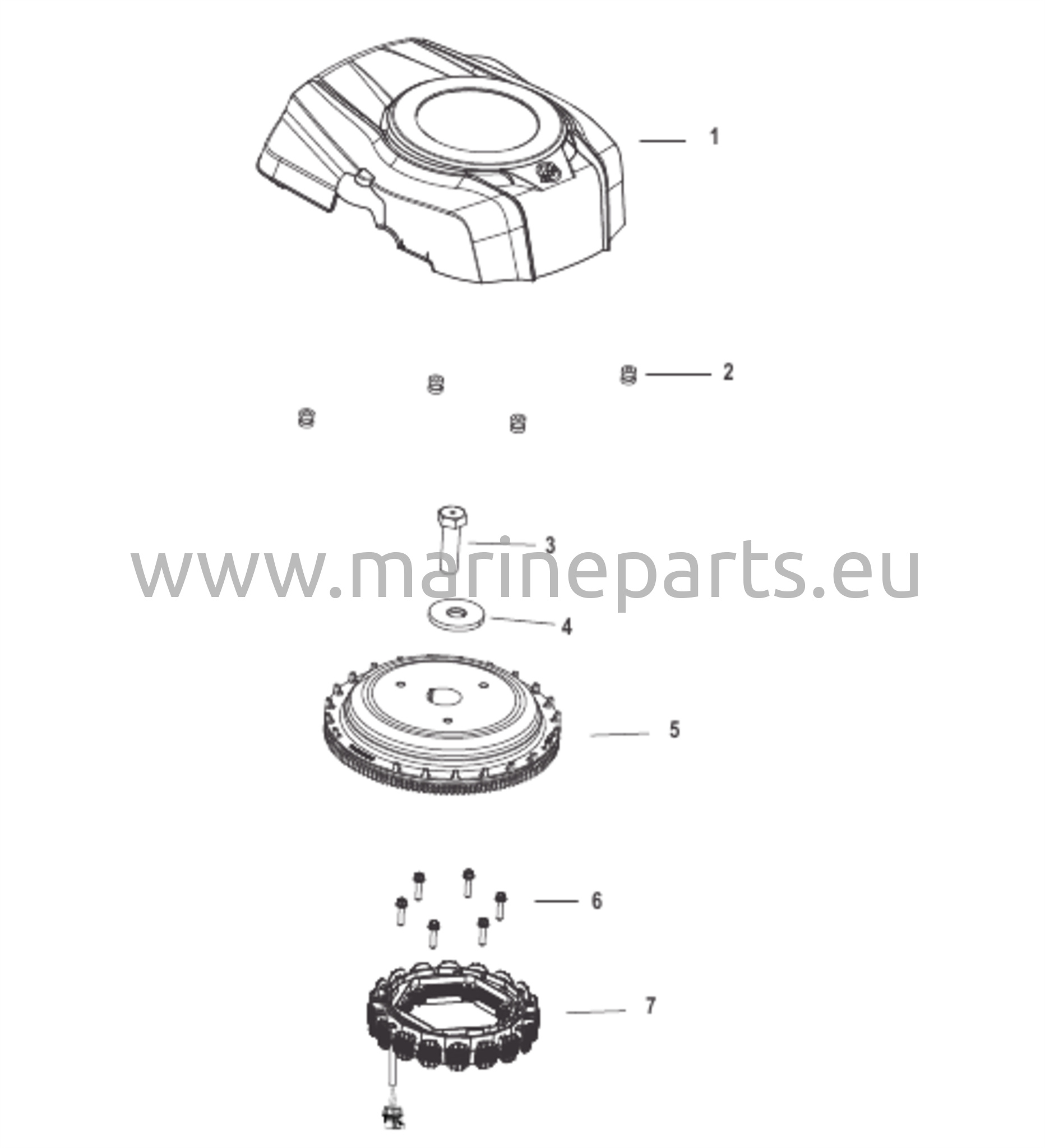 Svänghjul och kåpa