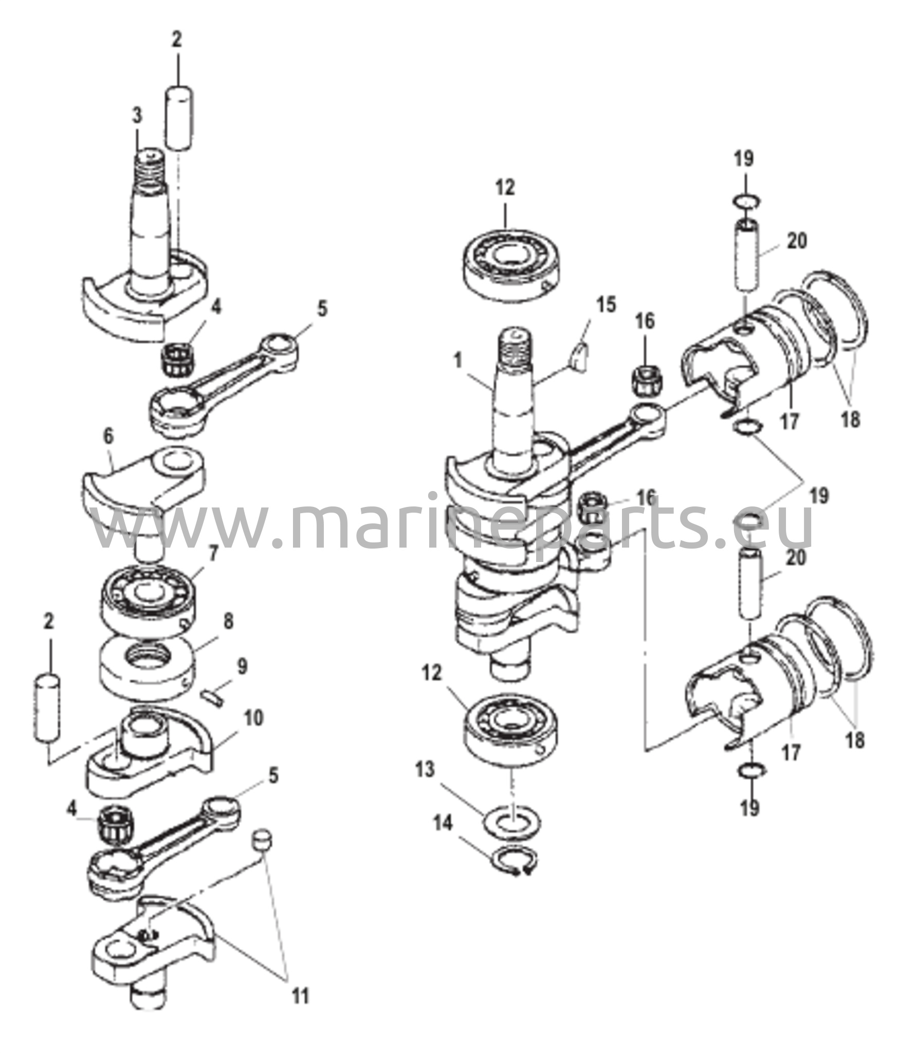Kampiakseli, männät ja yhdysvarret