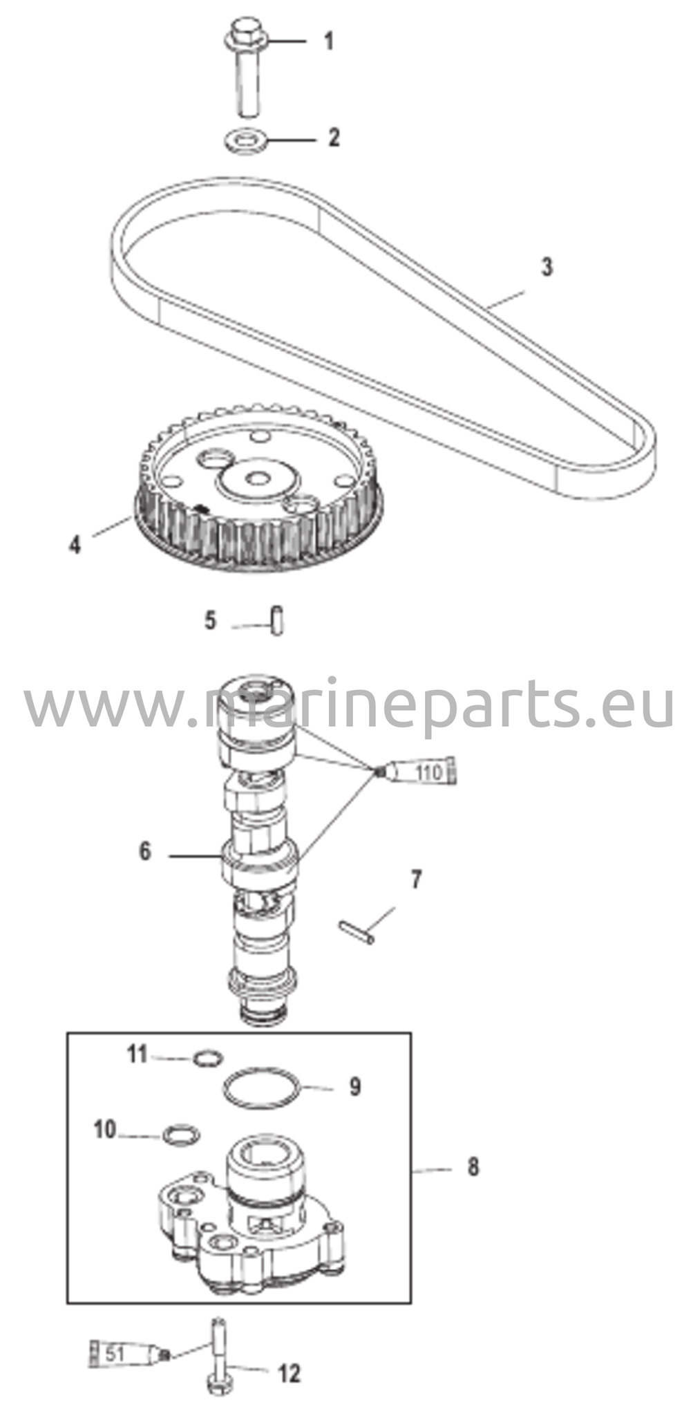 Nokka-akseli/Öljypumppu