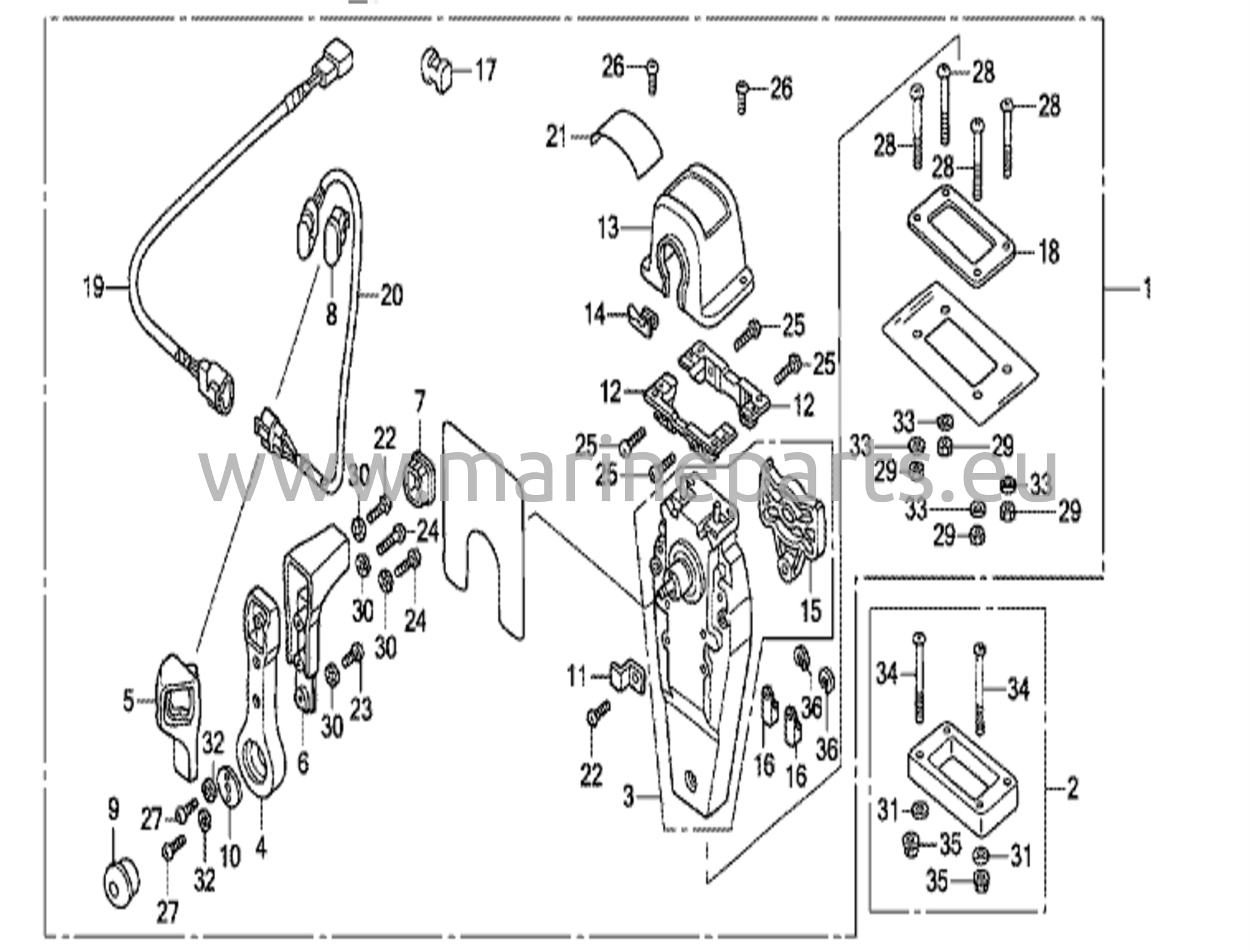 Fjärrkontroll (övermonterad enkeltyp) (höger)