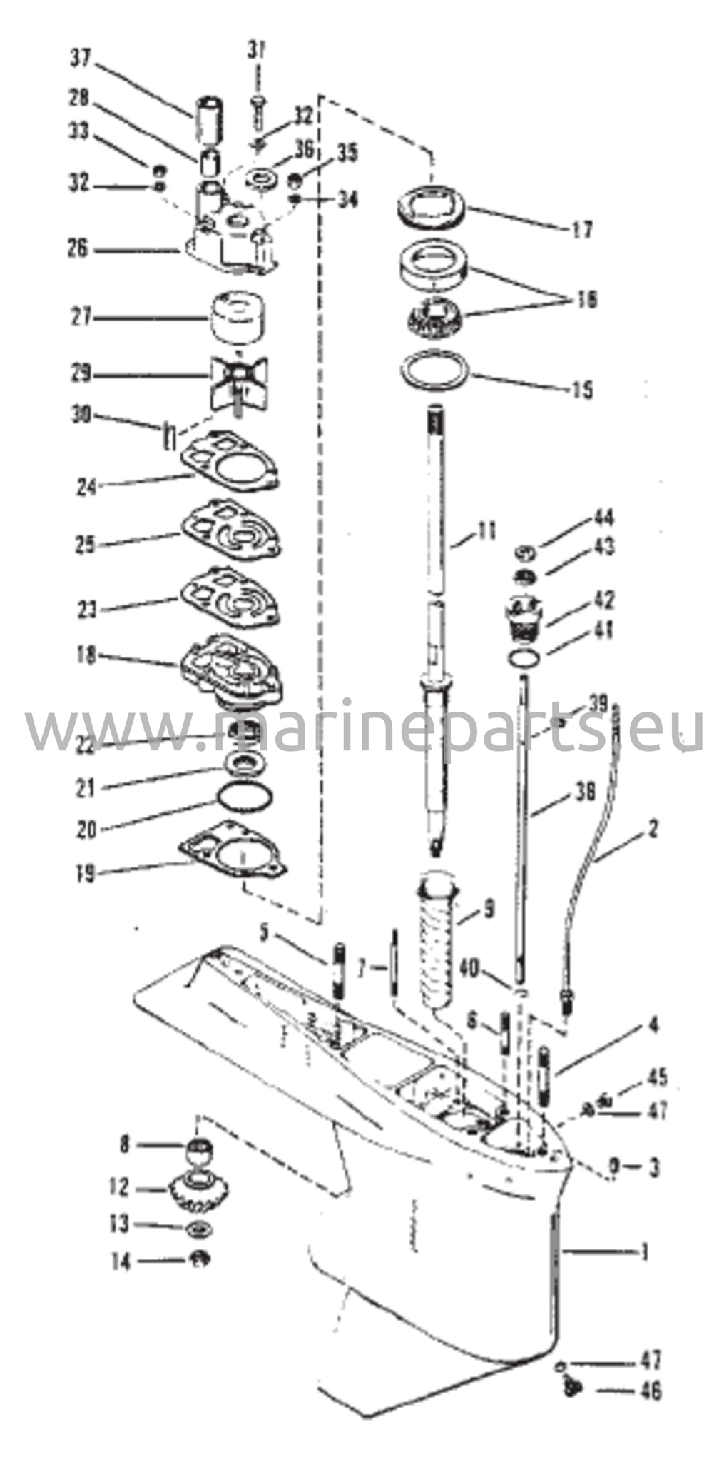Vaihteiston kotelo (voimansiirtoakseli) (voimansiirtoakselin mutterilla)