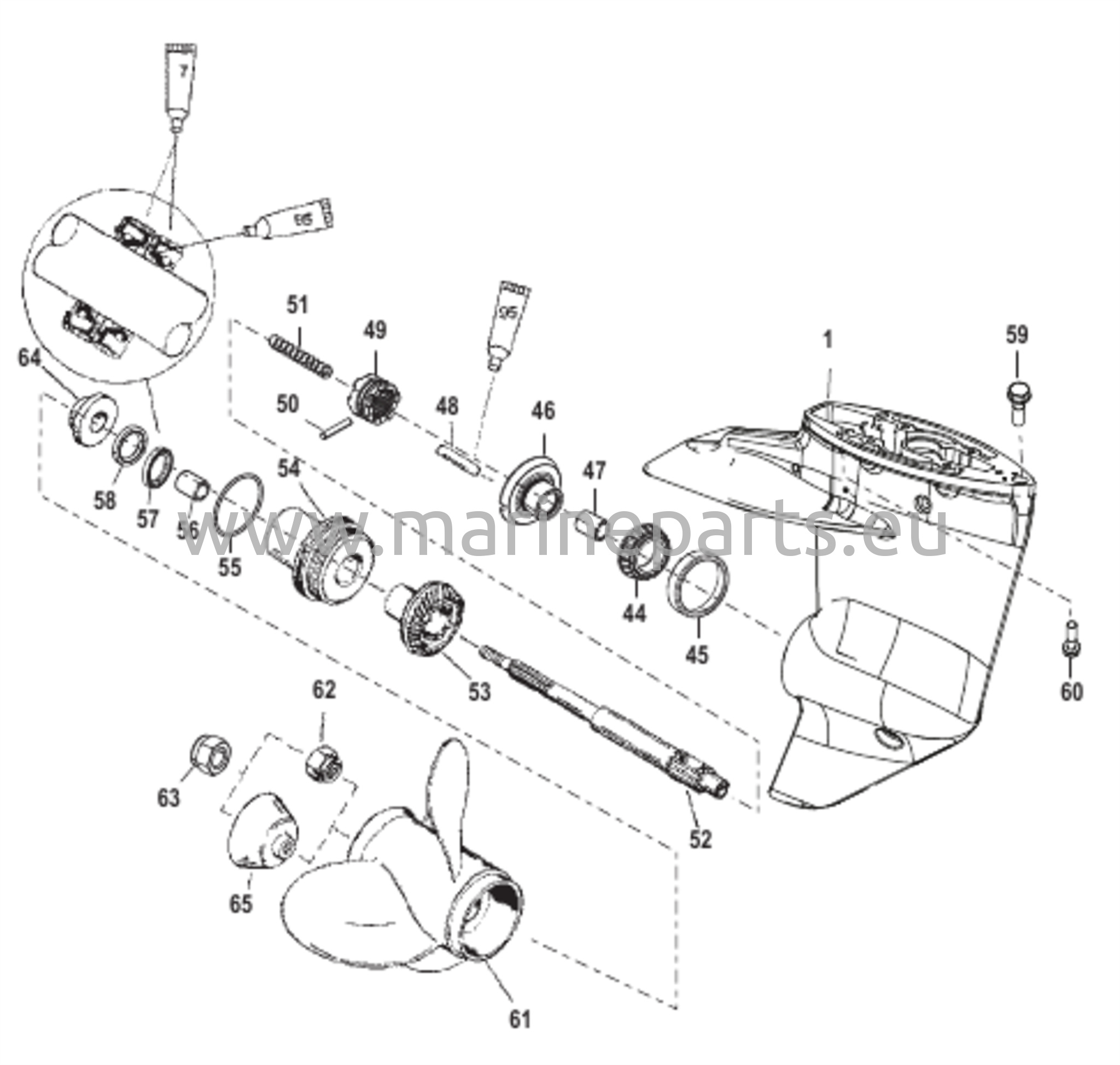 Gear Housing Propeller Shaft - 2.00:1 Gear Ratio 