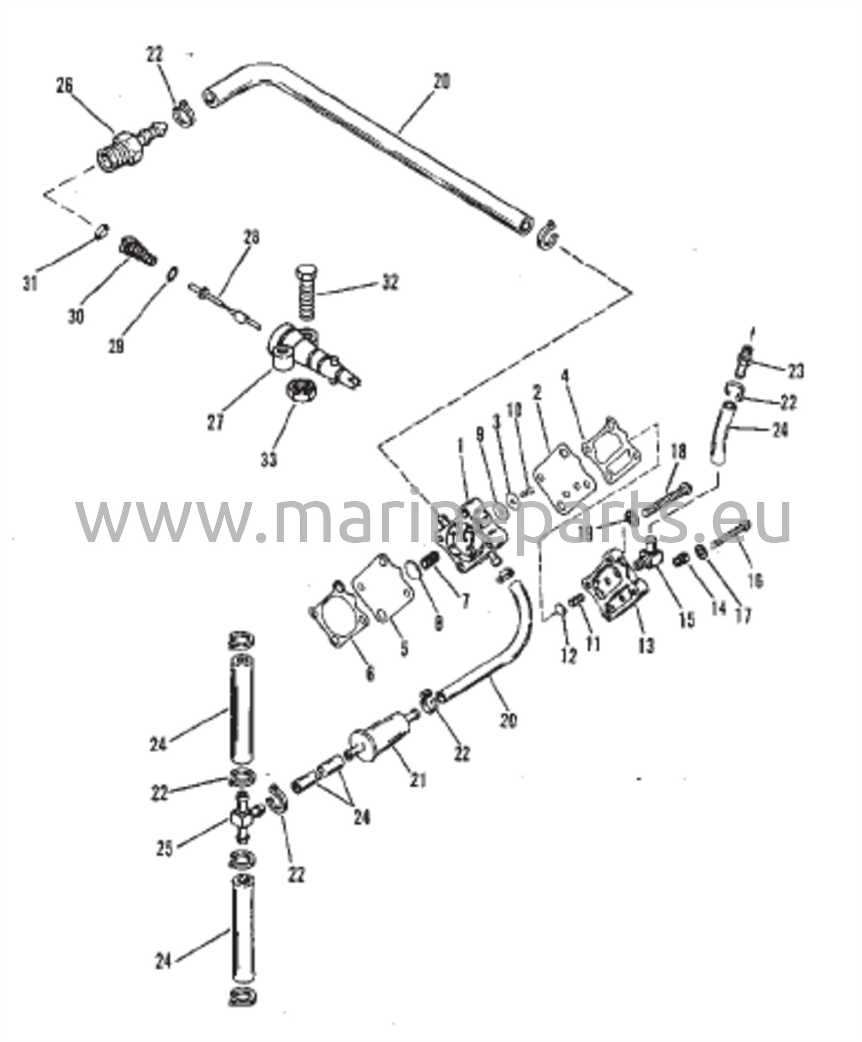 Polttoainepumppu ja polttoaineputket (neliömäinen polttoainepumppu)