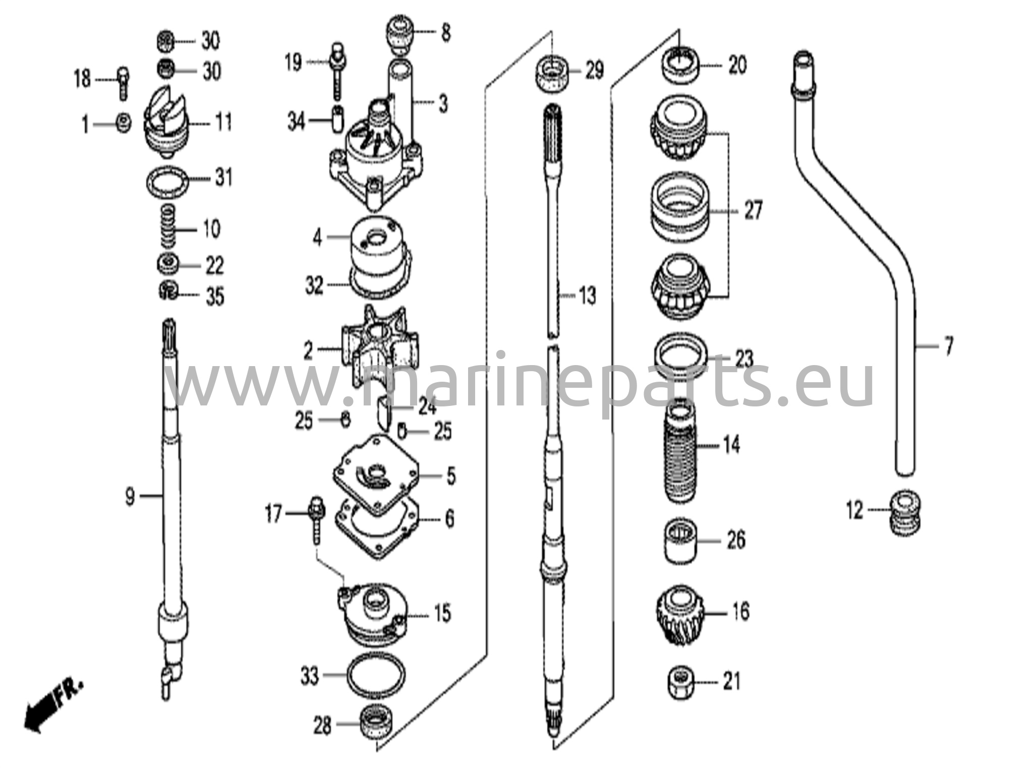 Vesipumppu ja pystyakseliveto