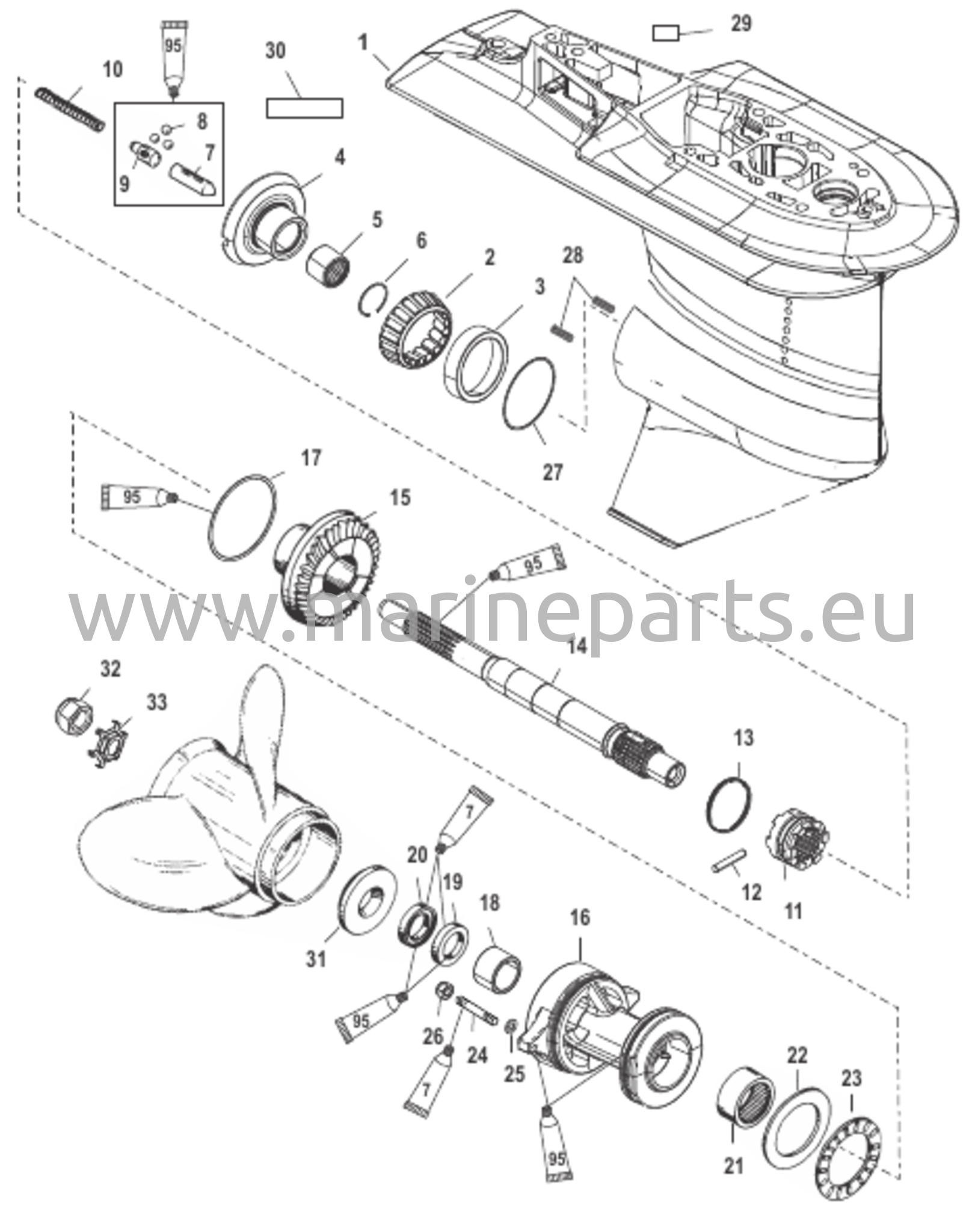 Vaihteiston kotelo (voimansiirtoakseli - 2.31:1 - S/N-0T625303 ja sitä alemmat)