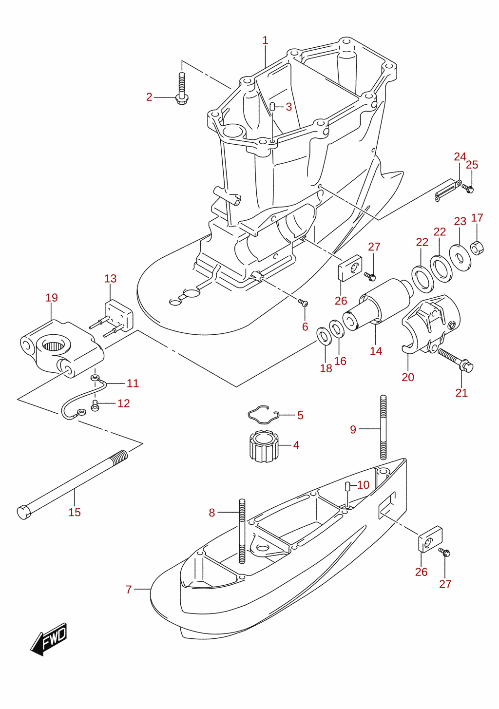 Drive shaft housing (XX-transom)