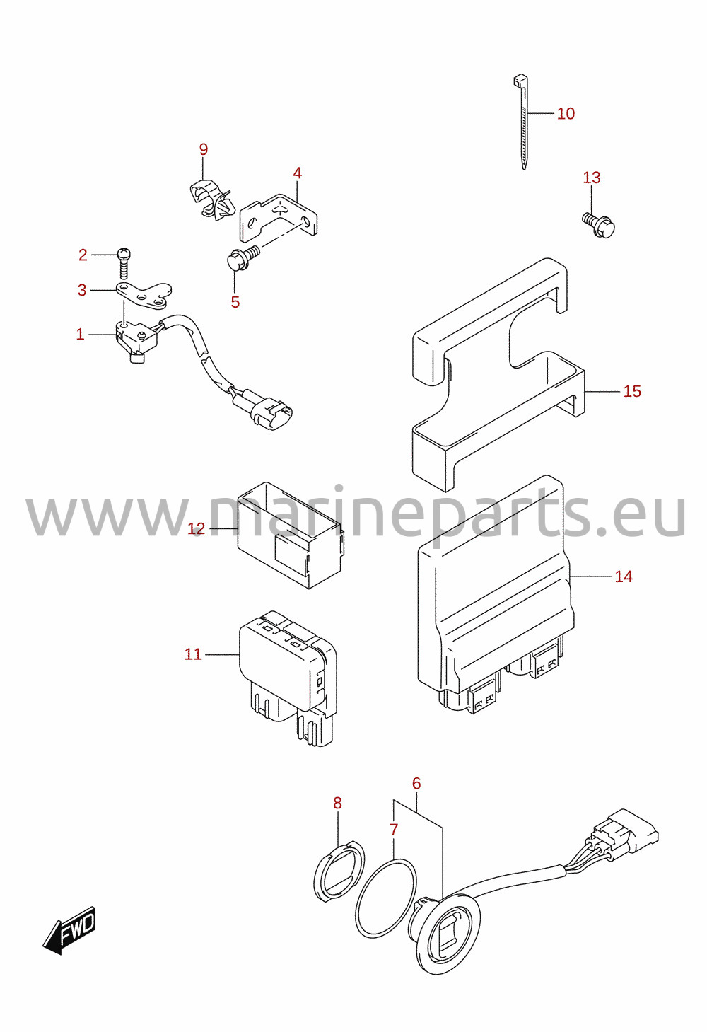 PTT-brytare / motorstyrenhet (DF100B, DF70A, DF70ATH, DF75A, DF80A, DF90A, DF90ATH)