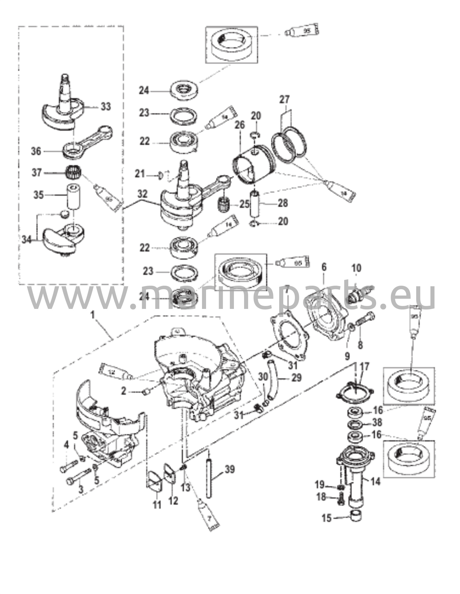 Sylinterilohko / Kampiakseli / Mäntä