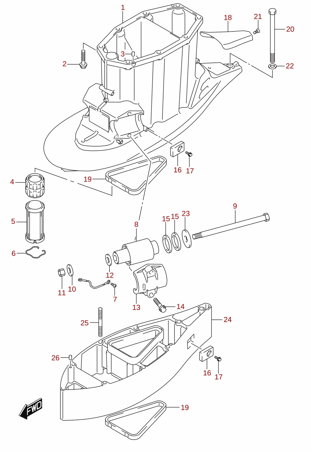 Veovõlli korpus (XX-transom) (DF300BMD, DF350AMD)