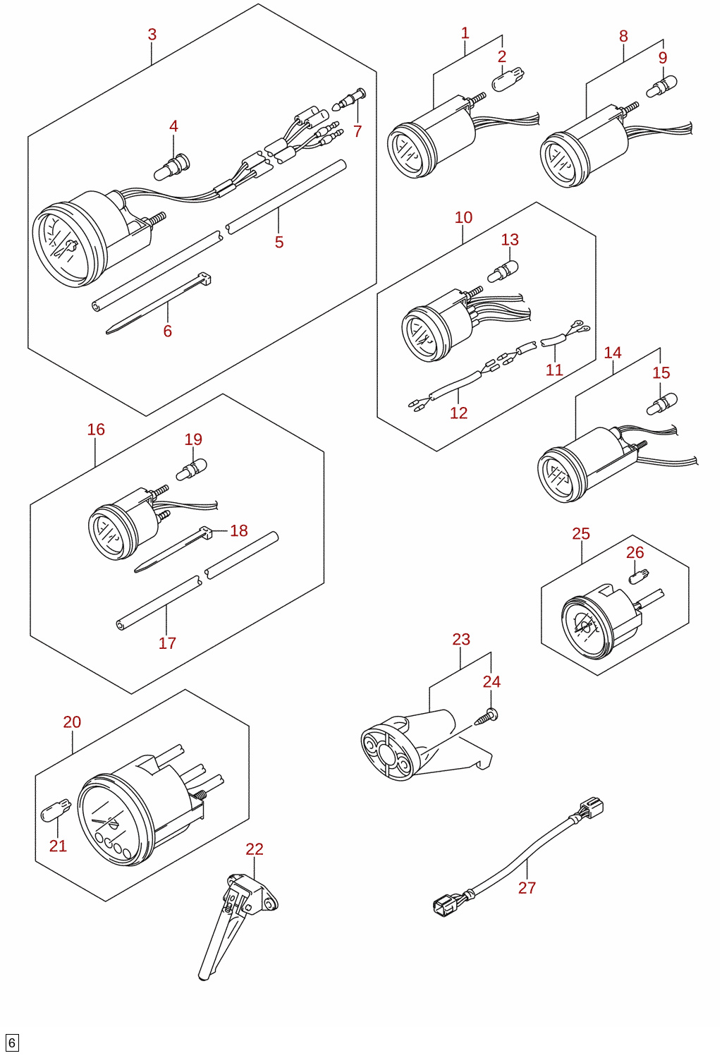 Instrument (DF100B, DF70A, DF75A, DF80A, DF90A) (tillval)