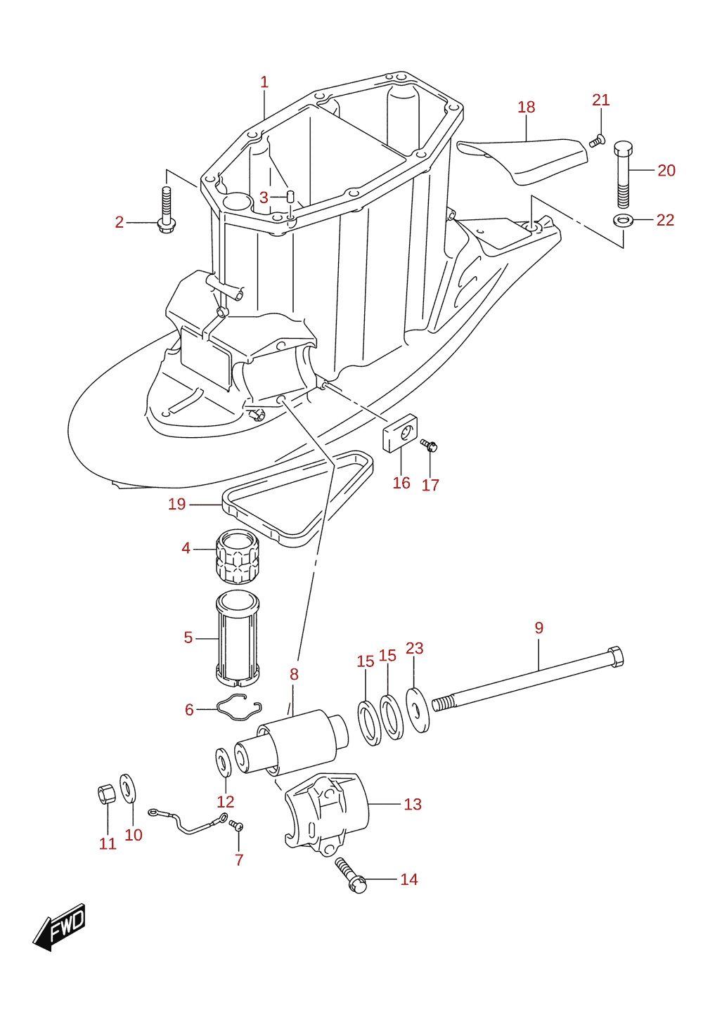 Drive shaft housing (X-transom) (DF300BMD, DF350AMD)
