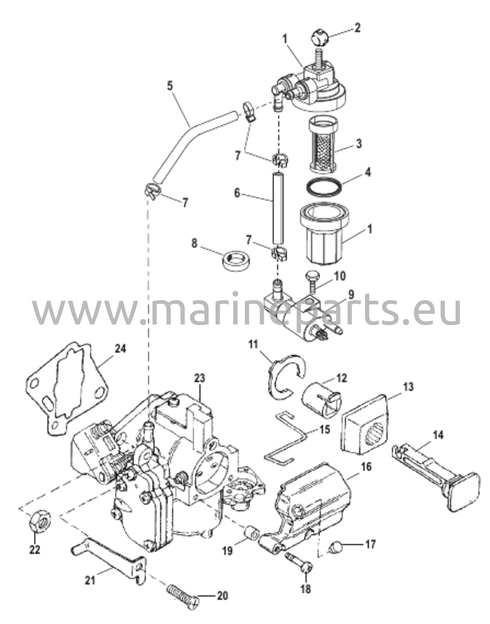Polttoainejärjestelmän osat (kaupalliset moottorit)