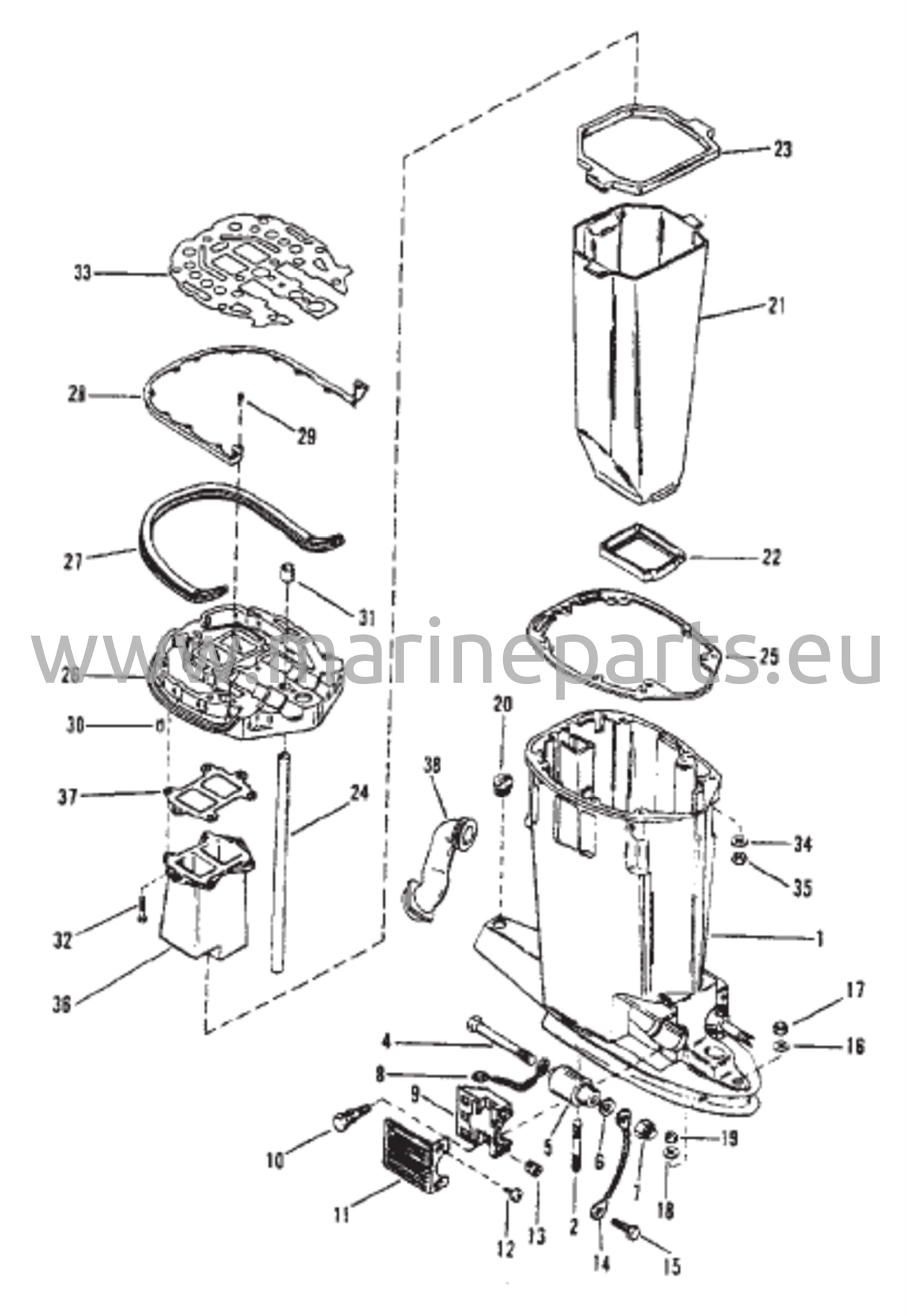 Driveshaft Housing and Exhaust Tube 