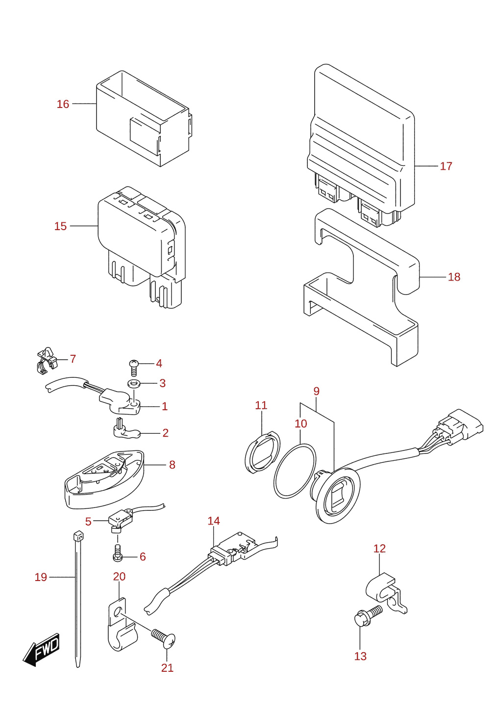 PTT switch / engine control unit (DF250ST)