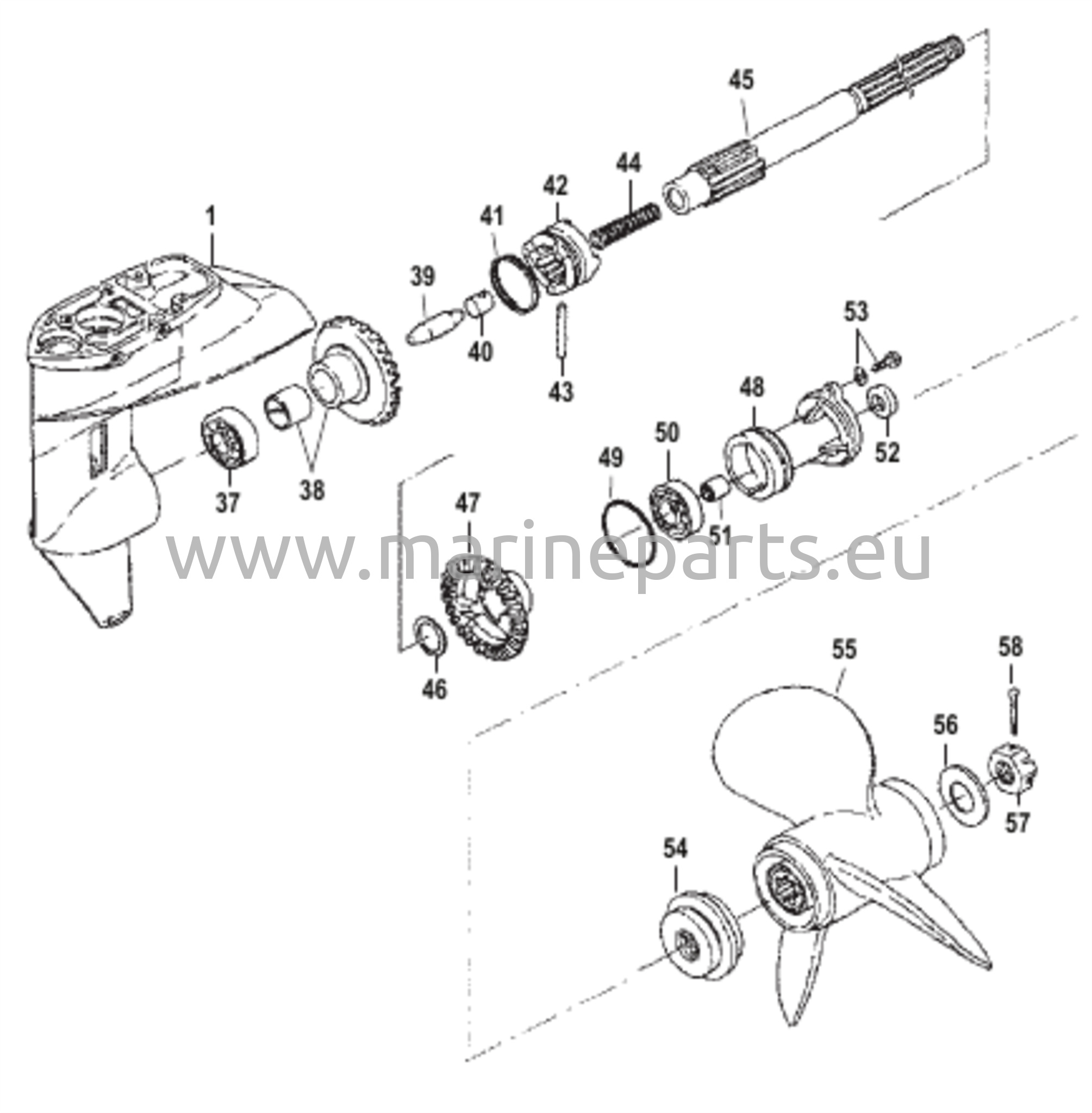Vaihteiston kotelo potkurin akseli