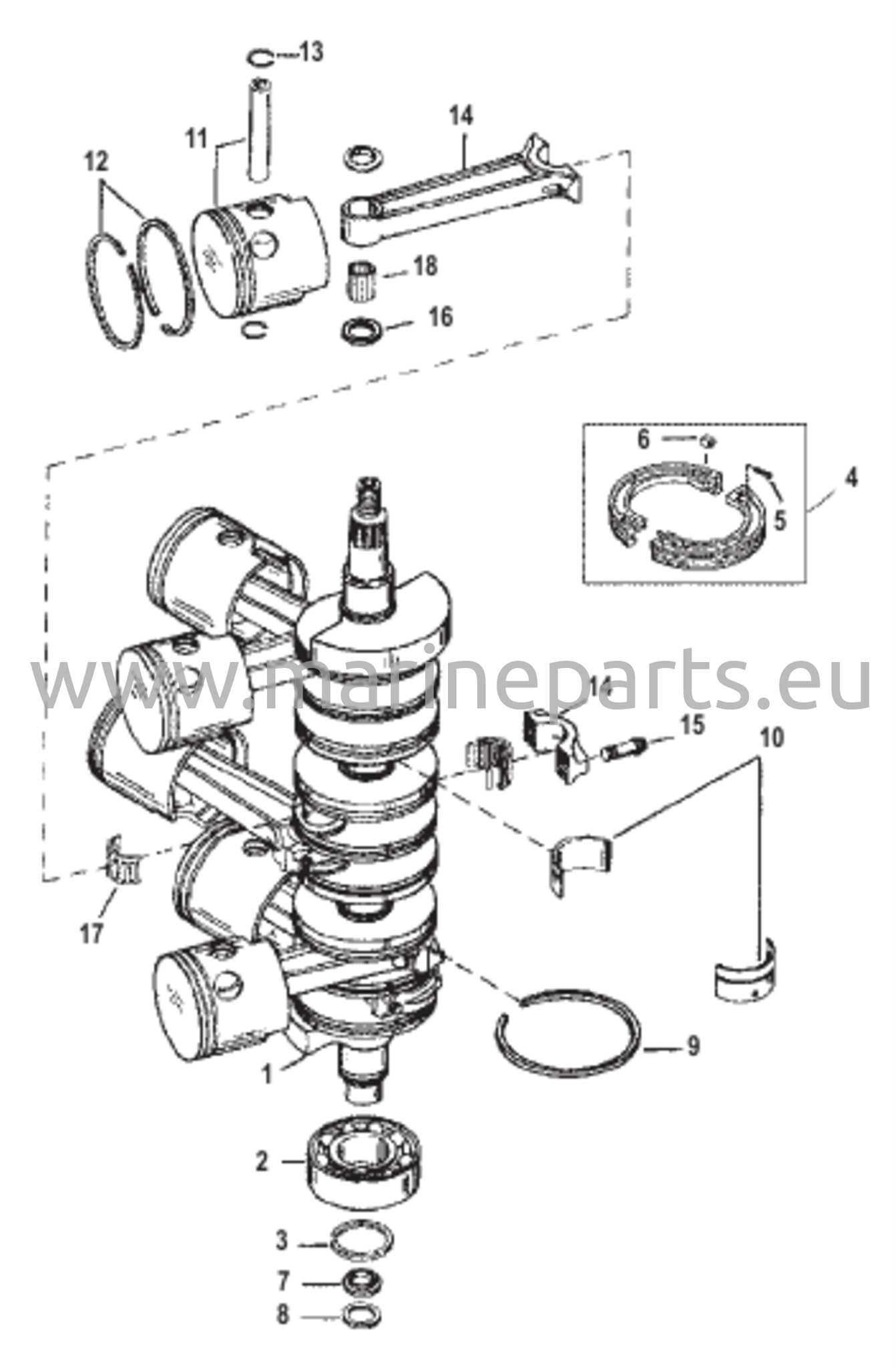 Kampiakseli (Kiertokangen taontaosan numero on 644-818141)