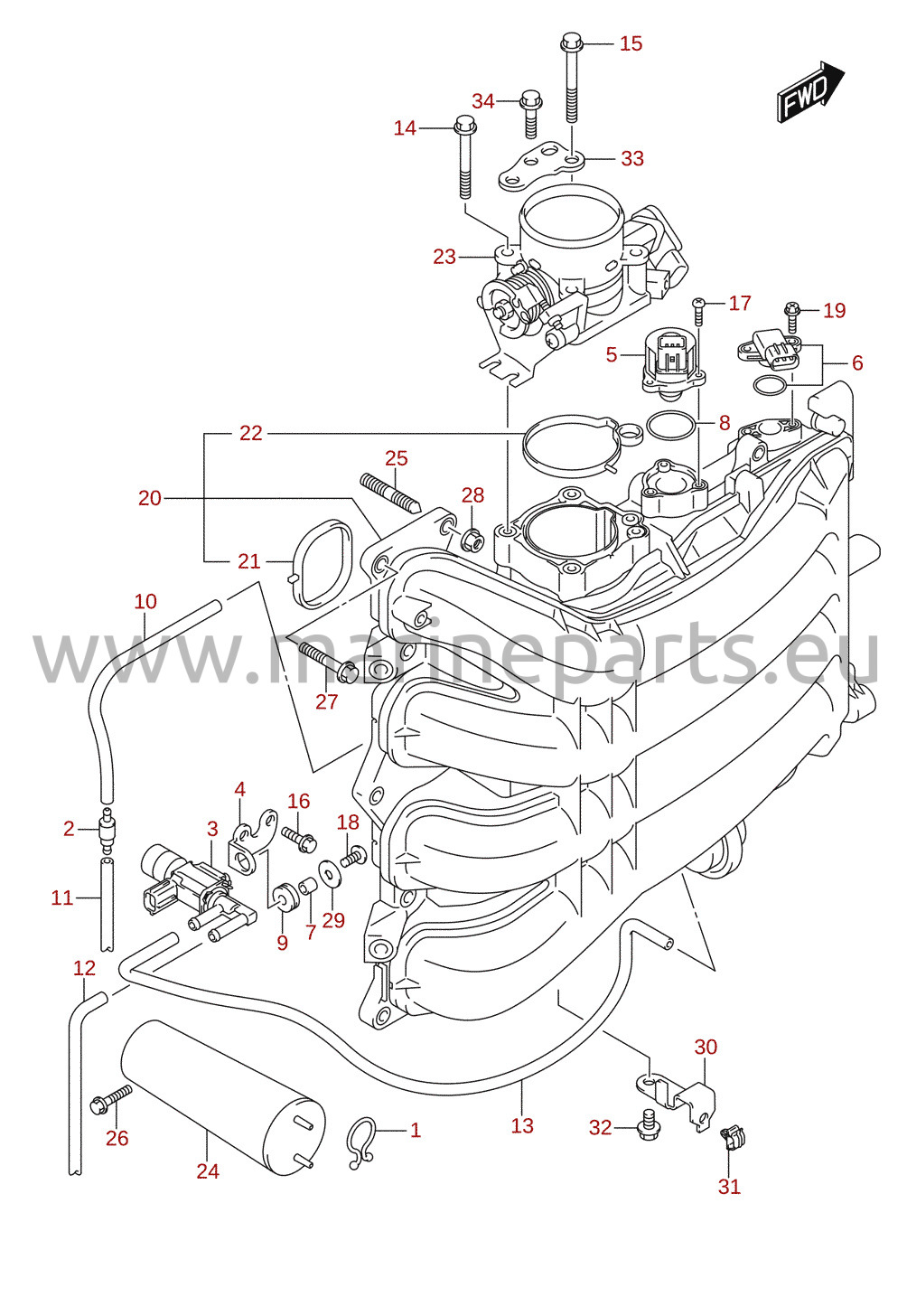 Ansaugkrümmer / Drosselklappengehäuse (DF150T, DF150Z, DF175T, DF175Z)