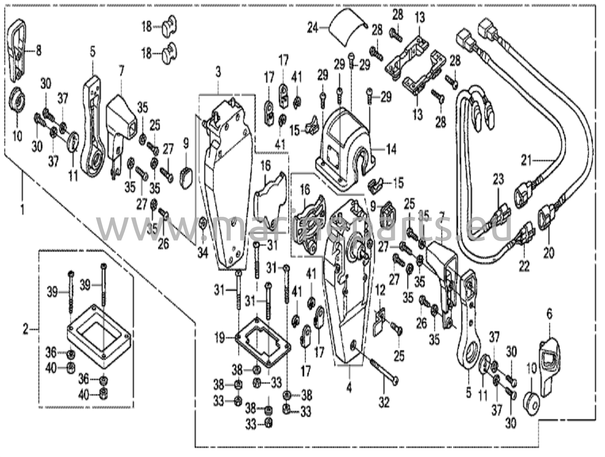 Kaukosäätölaatikko (yläkiinnitys, kaksoistyyppi) (vasen)