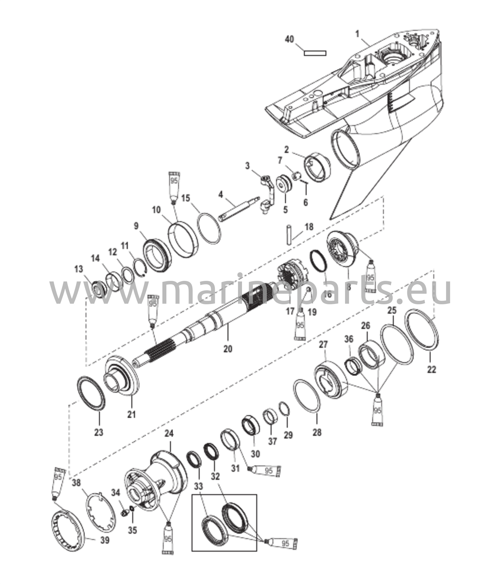 Växelhölje Propelleraxel - Motrotation
