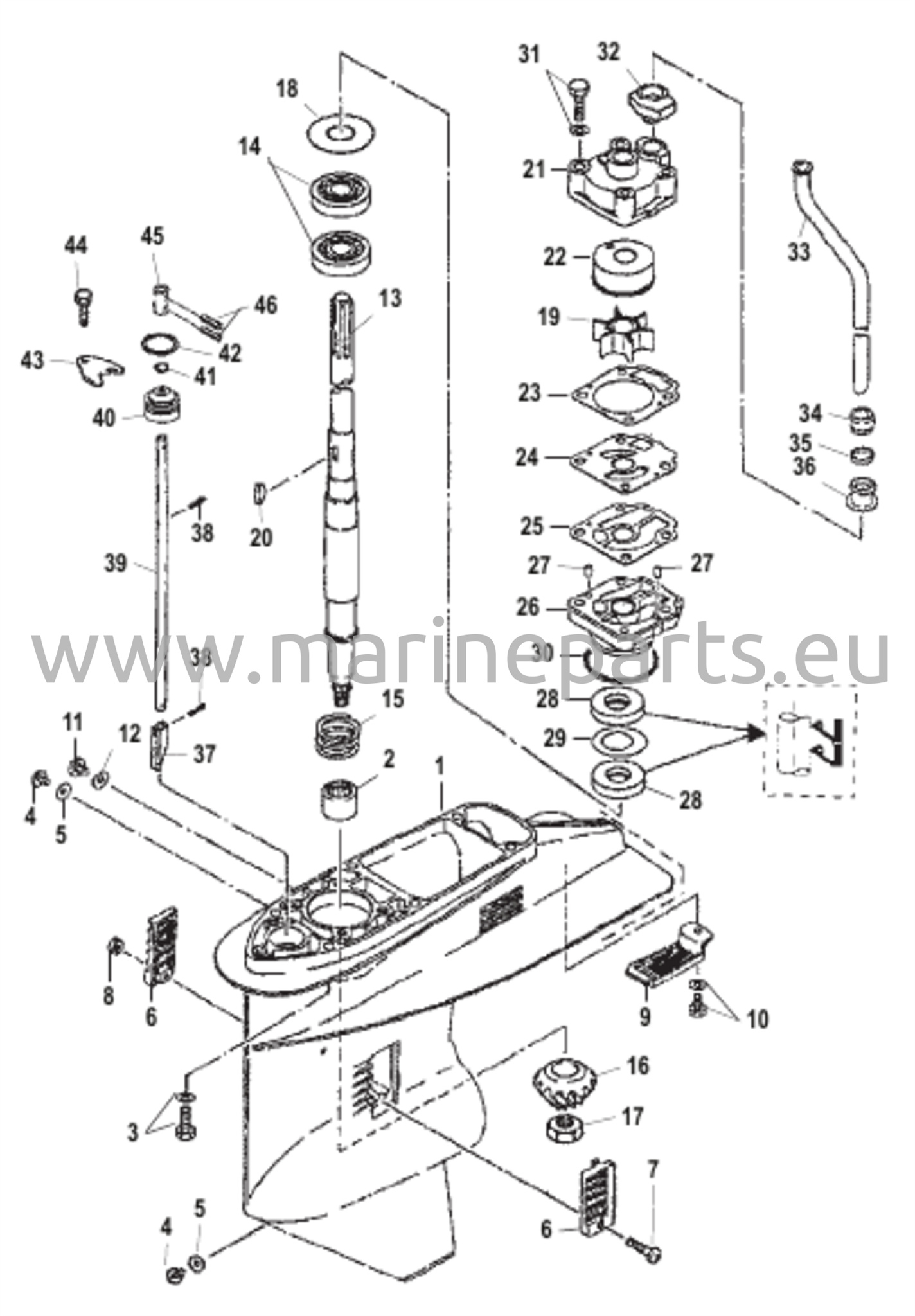 Vaihteiston kotelo voimansiirtoakselille, sarjanumero 0N116270 ja sitä alemmat