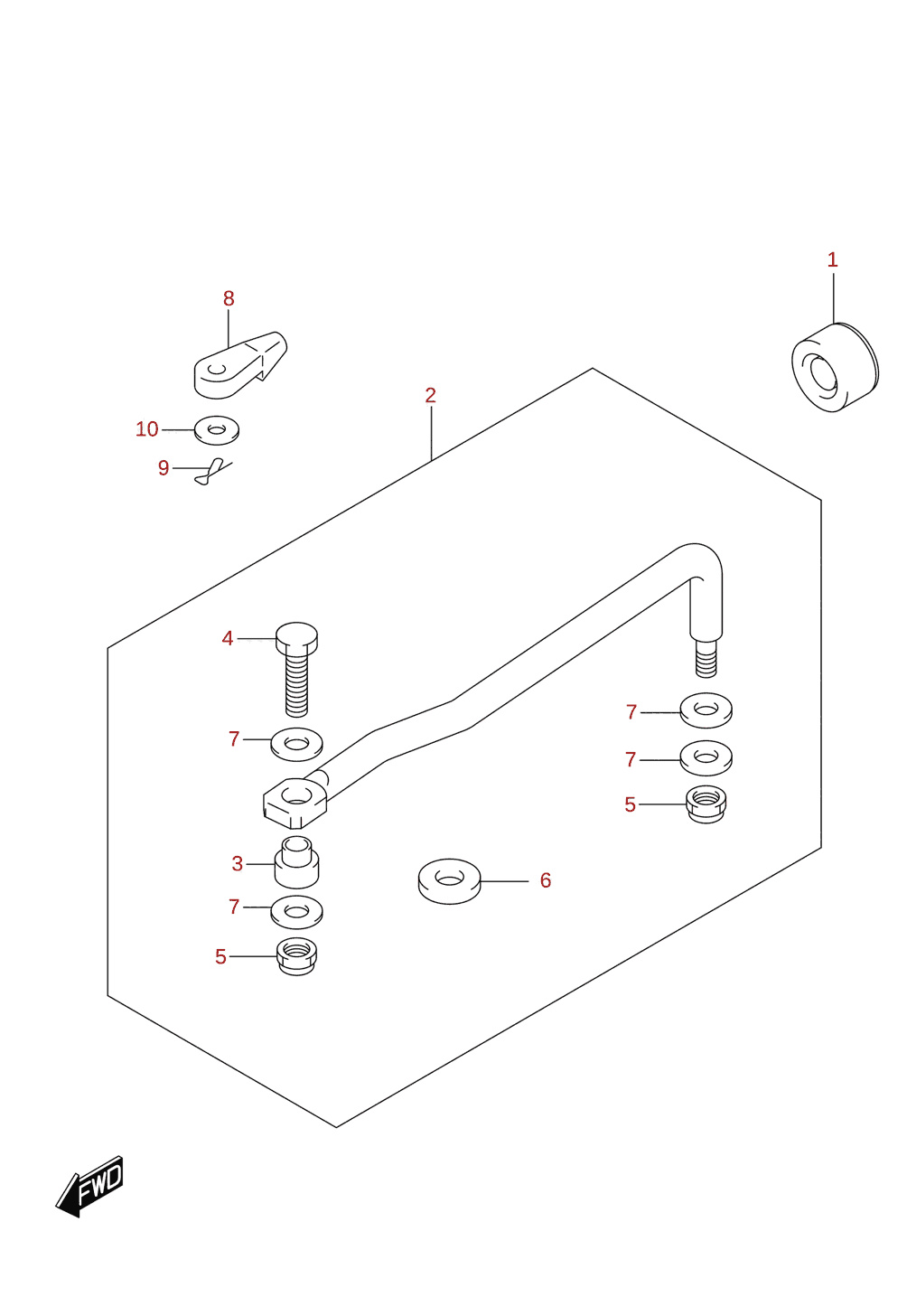 Ohjaustanko (DF100B, DF70A, DF75A, DF80A, DF90A)