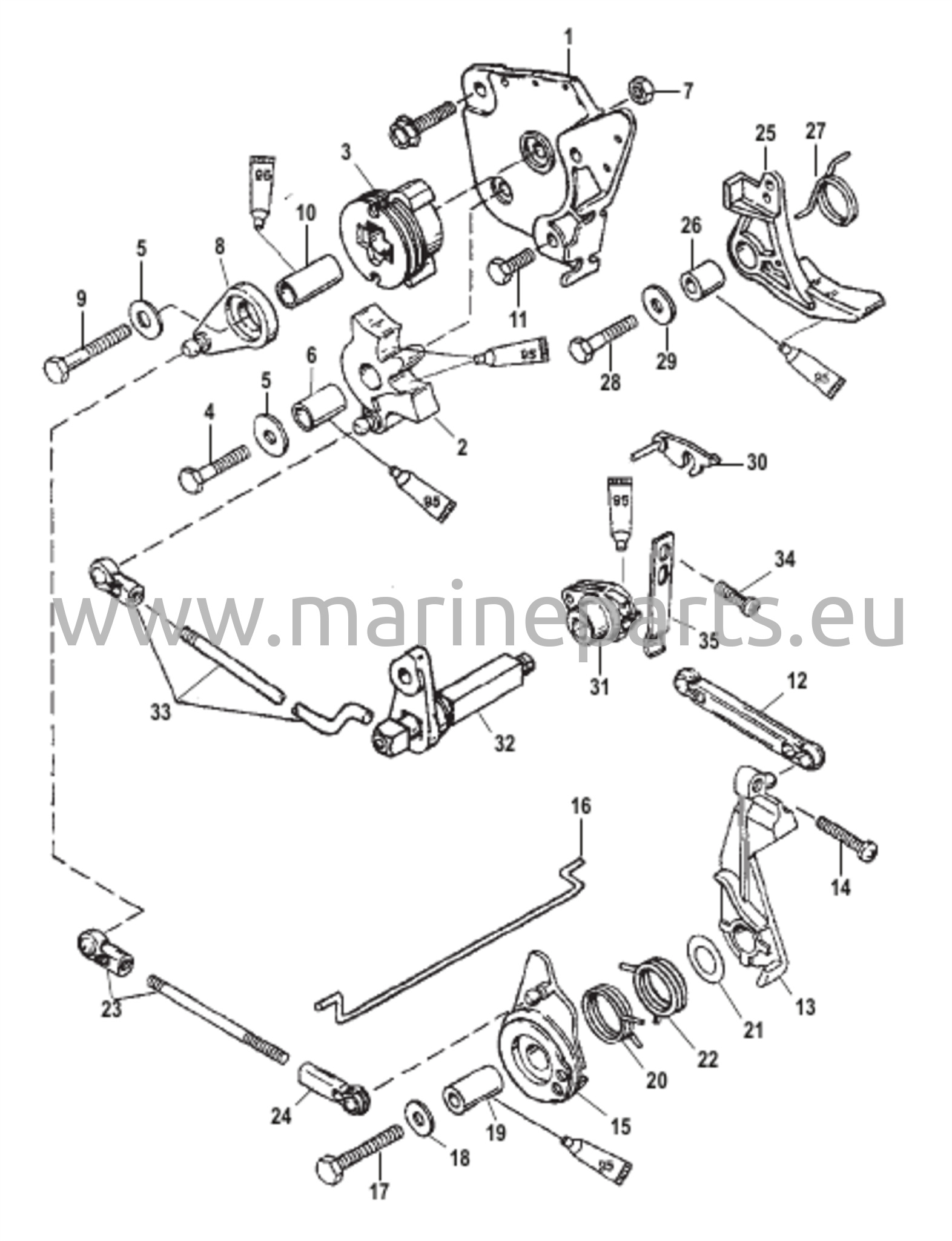 Throttle and Shift Linkage (Tiller Handle)