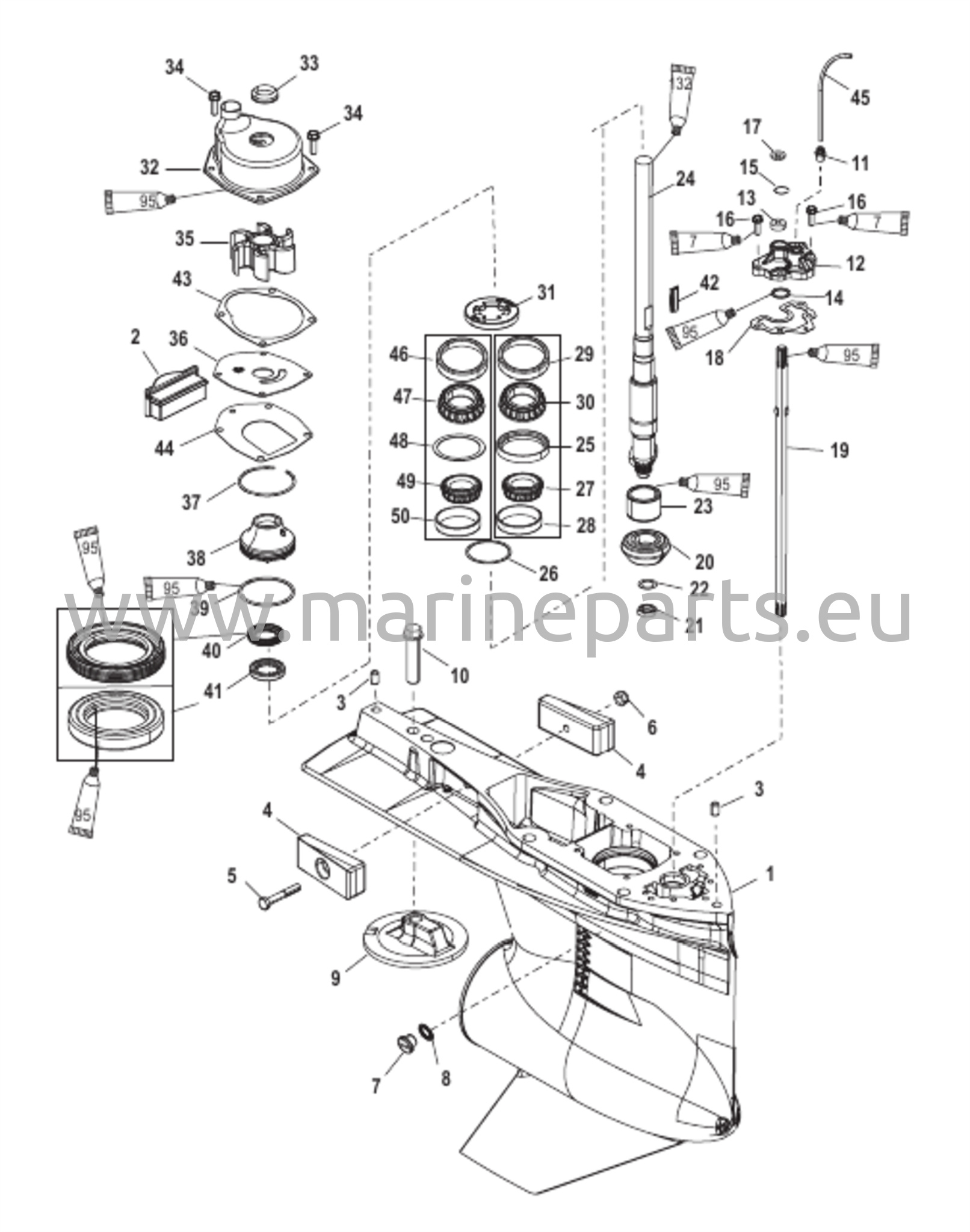 Vaihteiston kotelo (voimansiirtoakseli) (vakio/käänteinen pyörimissuunta)