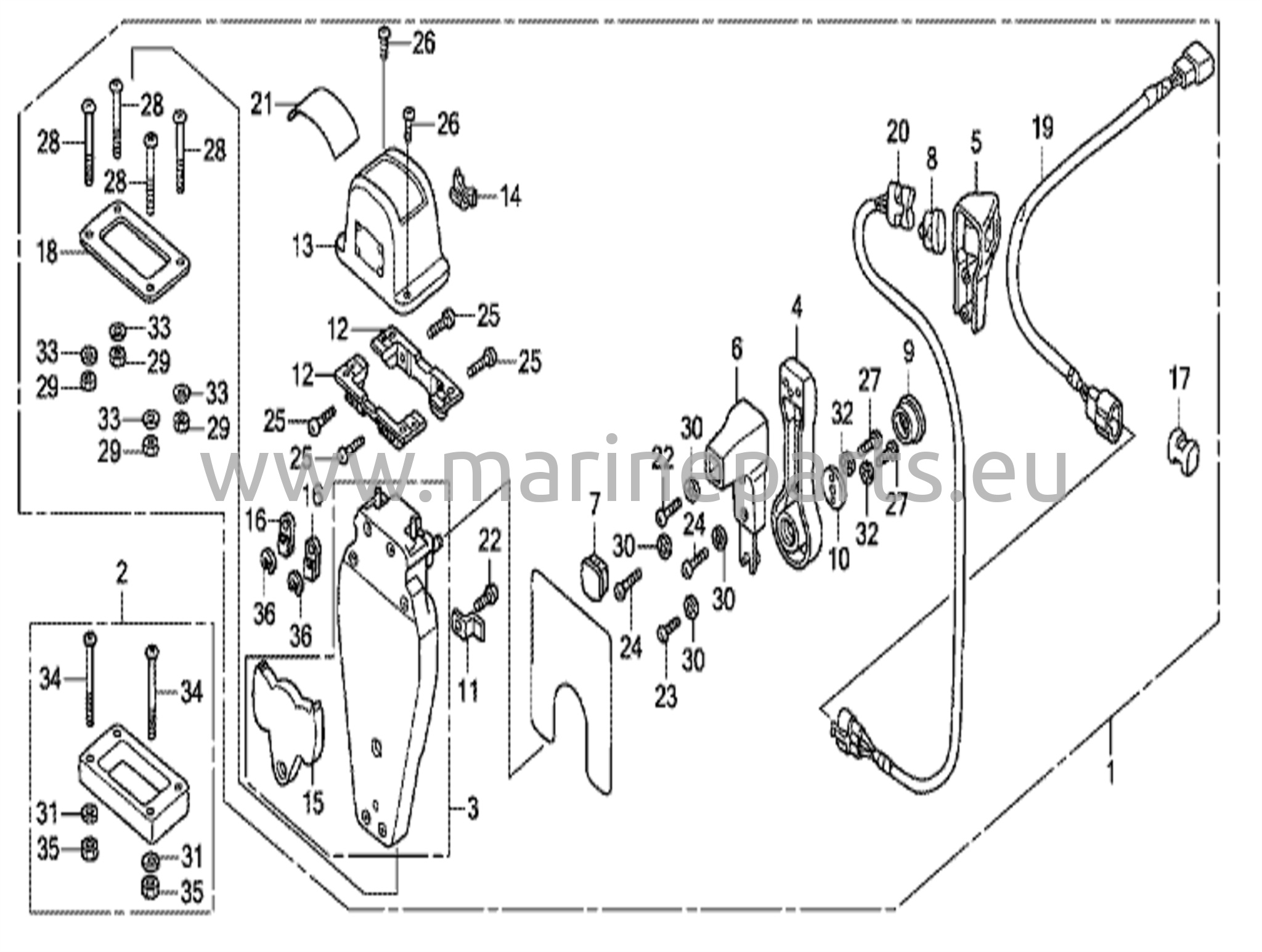 Kaukosäätölaatikko (yläkiinnitys, yksittäistyyppi) (vasen)
