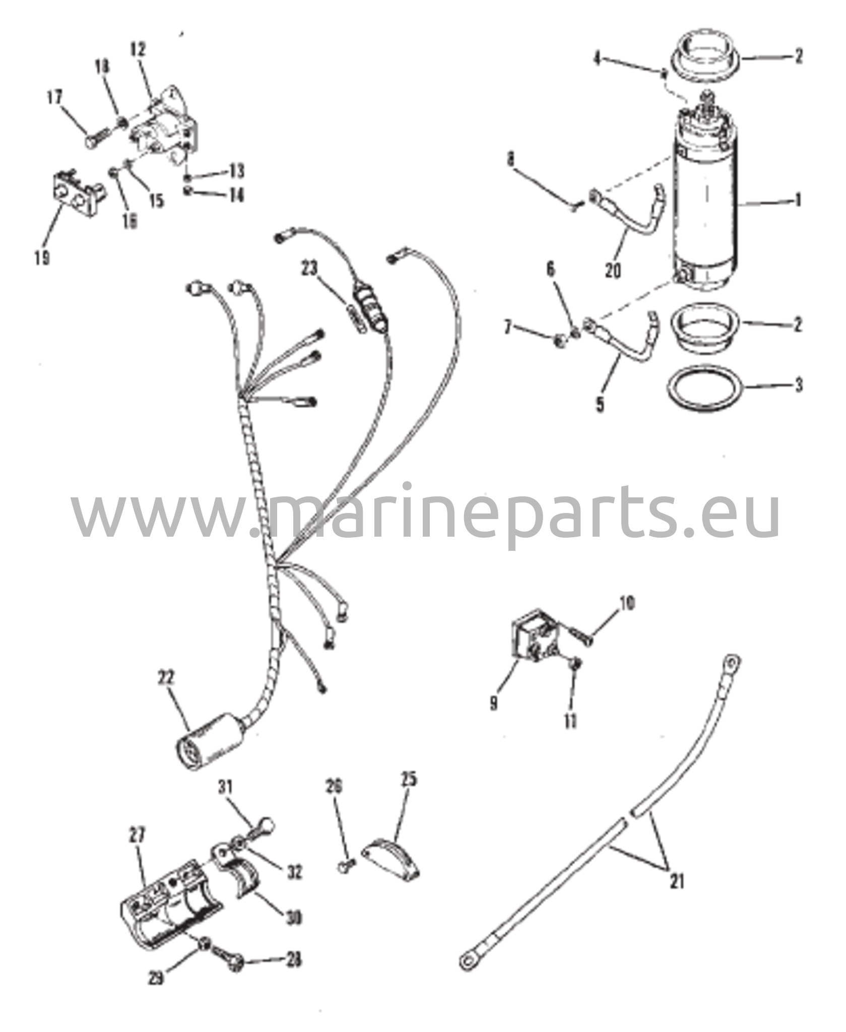 Käynnistinmoottori ja johdotussarja