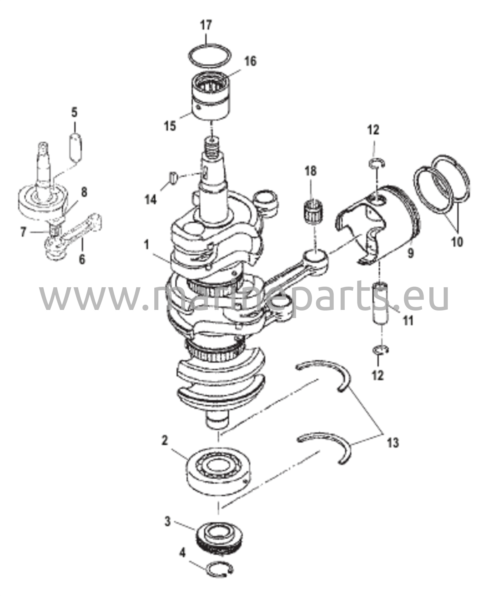 Kampiakseli, mäntä ja yhdysvarret
