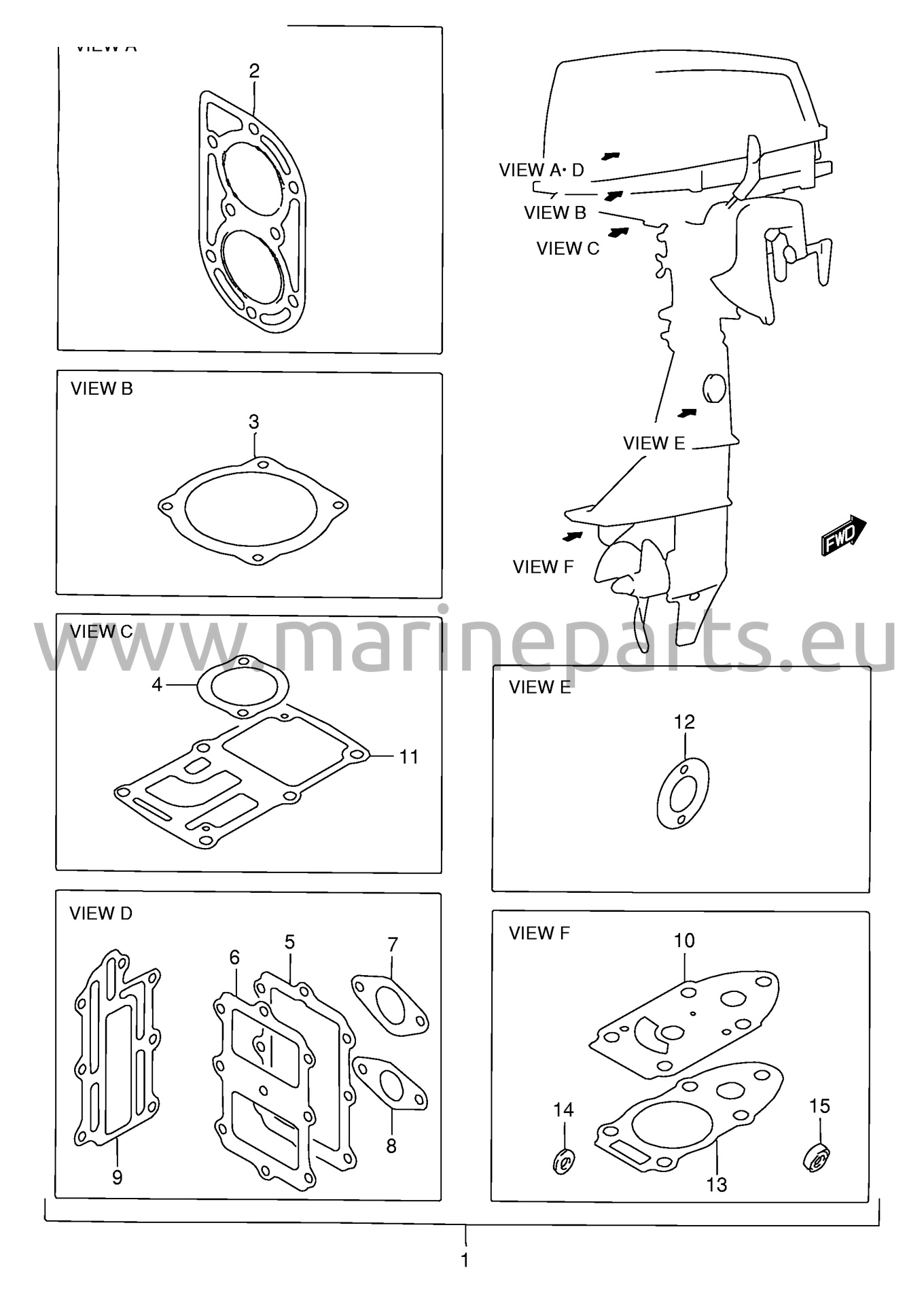 Gasket set (1995–1999) (DT5, DT6, DT8) (optional)