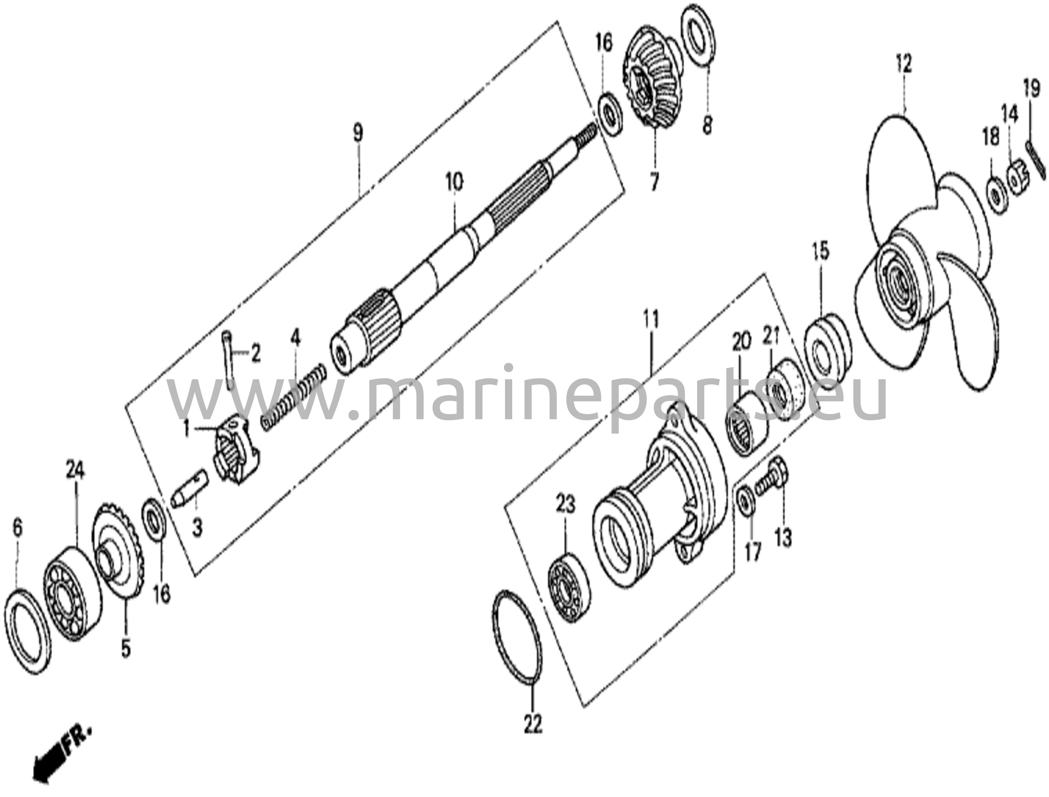 Propelleraxel och propeller