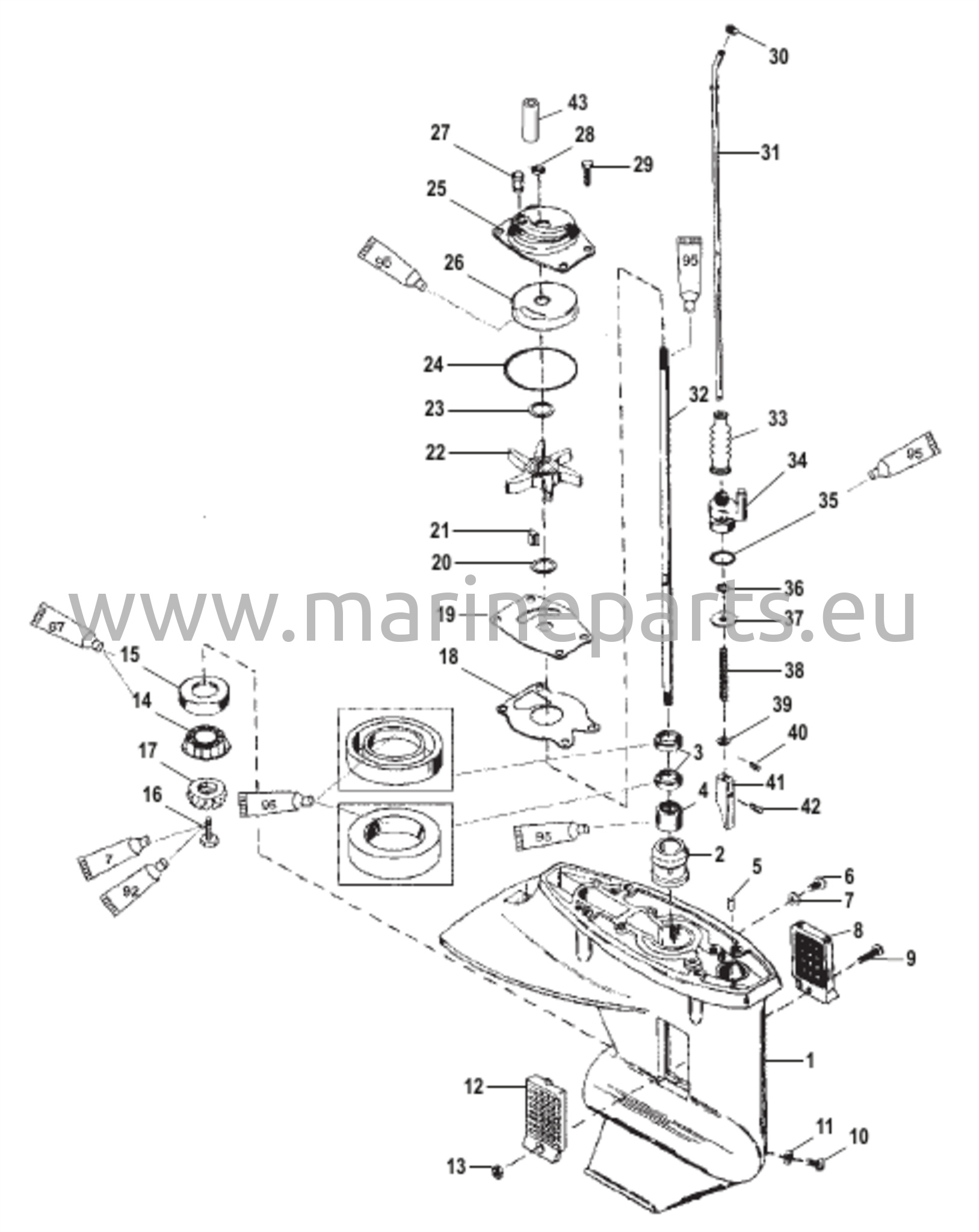 Vaihteiston kotelo (voimansiirtoakseli) (2,25:1 vaihdekerroin)