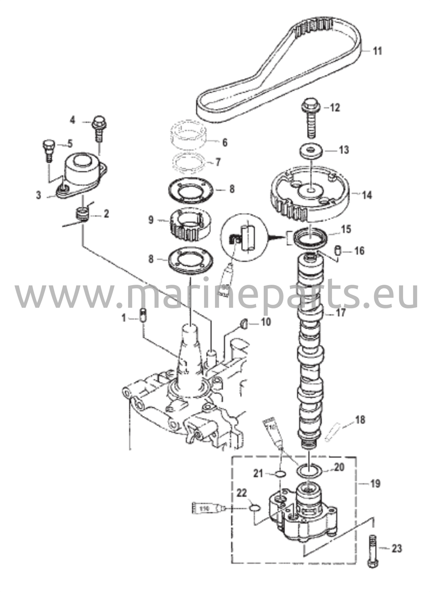 Nokka-akseli/Öljypumppu