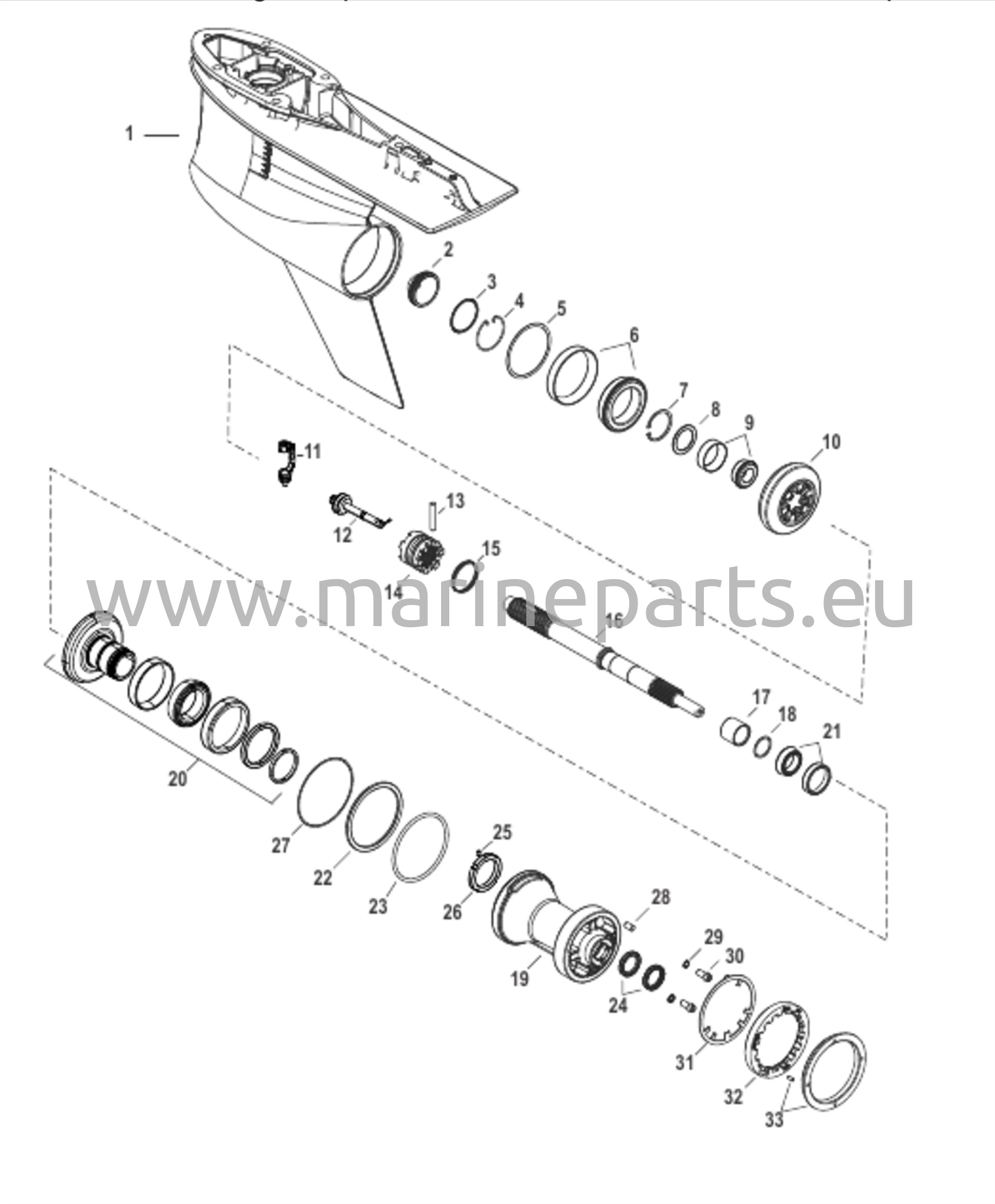 Vaihteiston kotelo, potkuriakseli - Vastakierto, 5,44 Torpedo