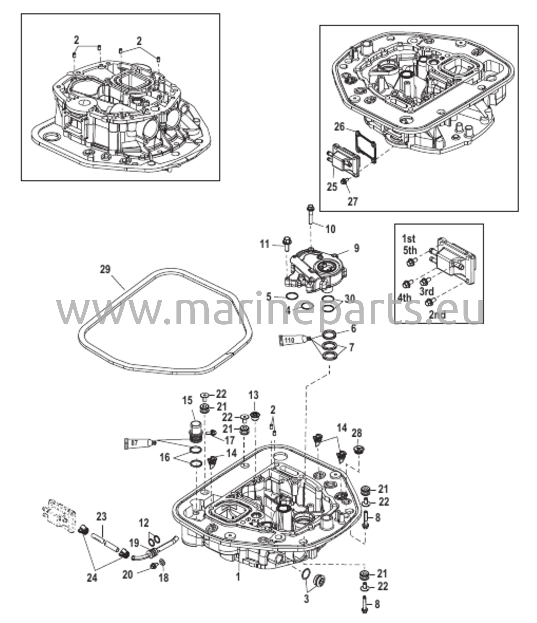 Öljypumppu/Sovitelevy - Yläosa