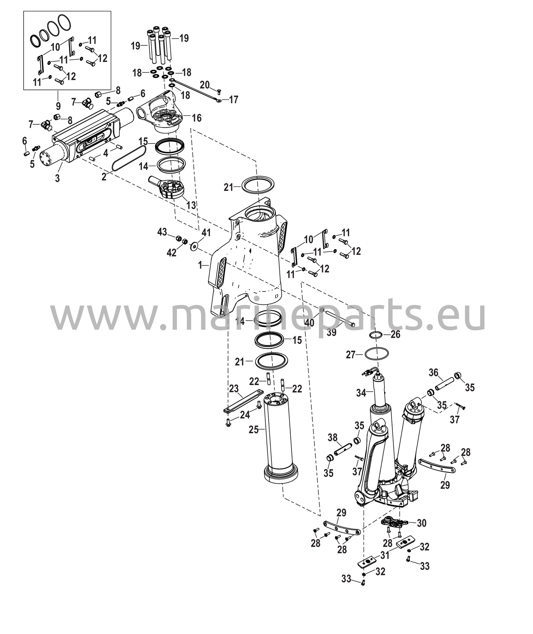 Power Trim/Peräpeilin kokoonpano, vakiorotaatio