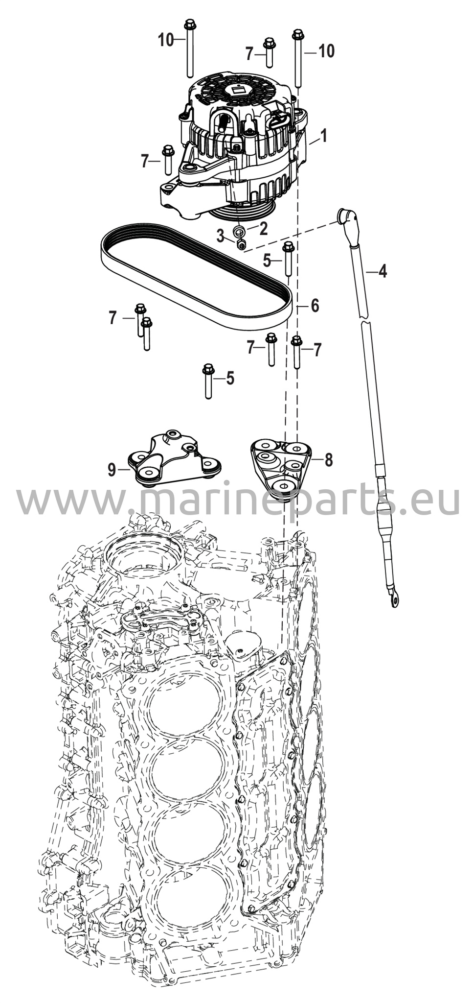 Laturin kiinnitys/hihna