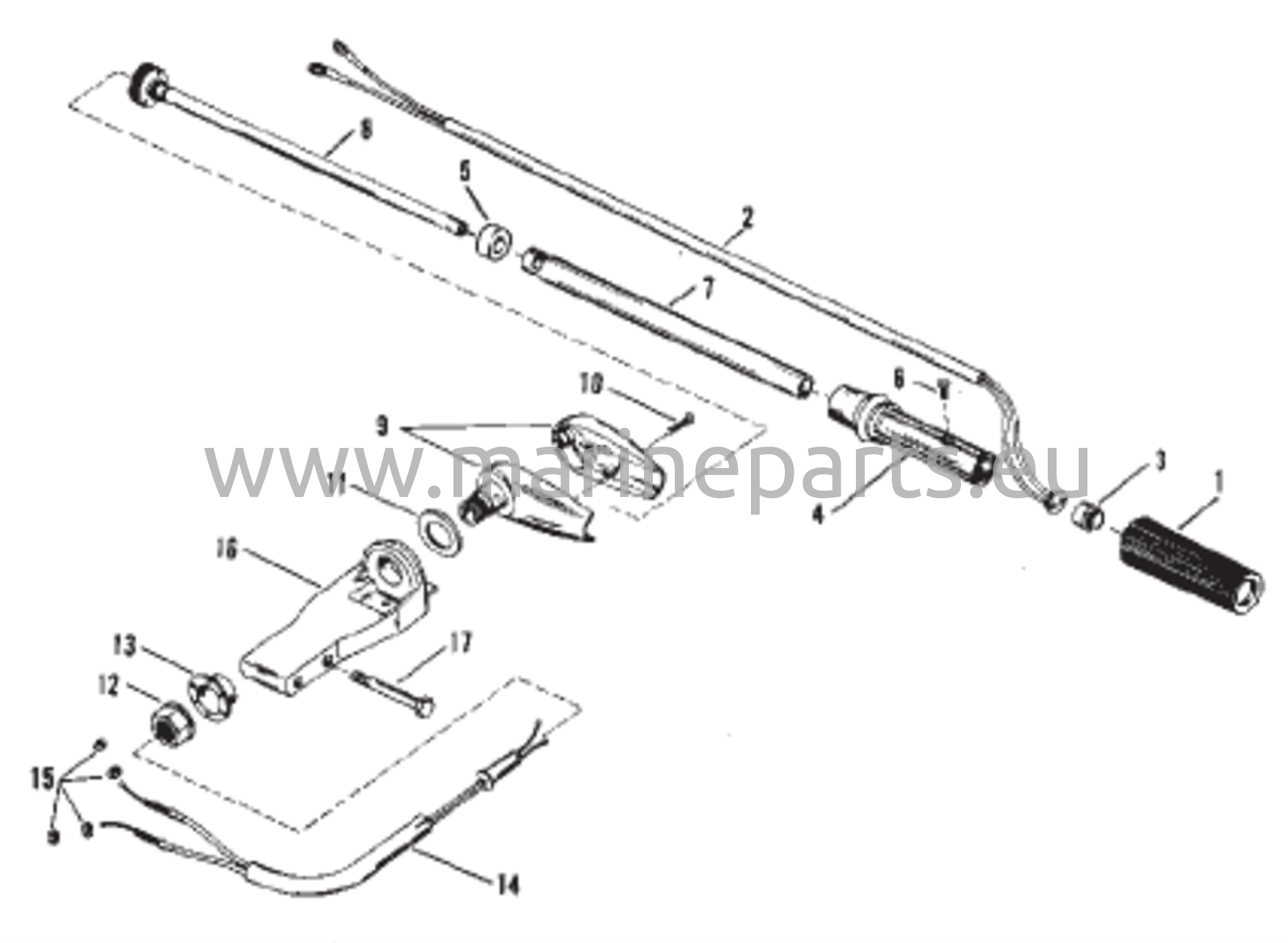 Ohjauskahvan kokoonpano (Mariner) (Manuaalinen)