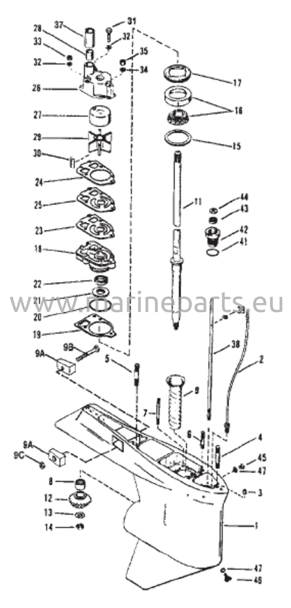 Vaihteiston kotelo vetoakseli - 1,87:1 vaihde, halkaisija 4,75 tuumaa