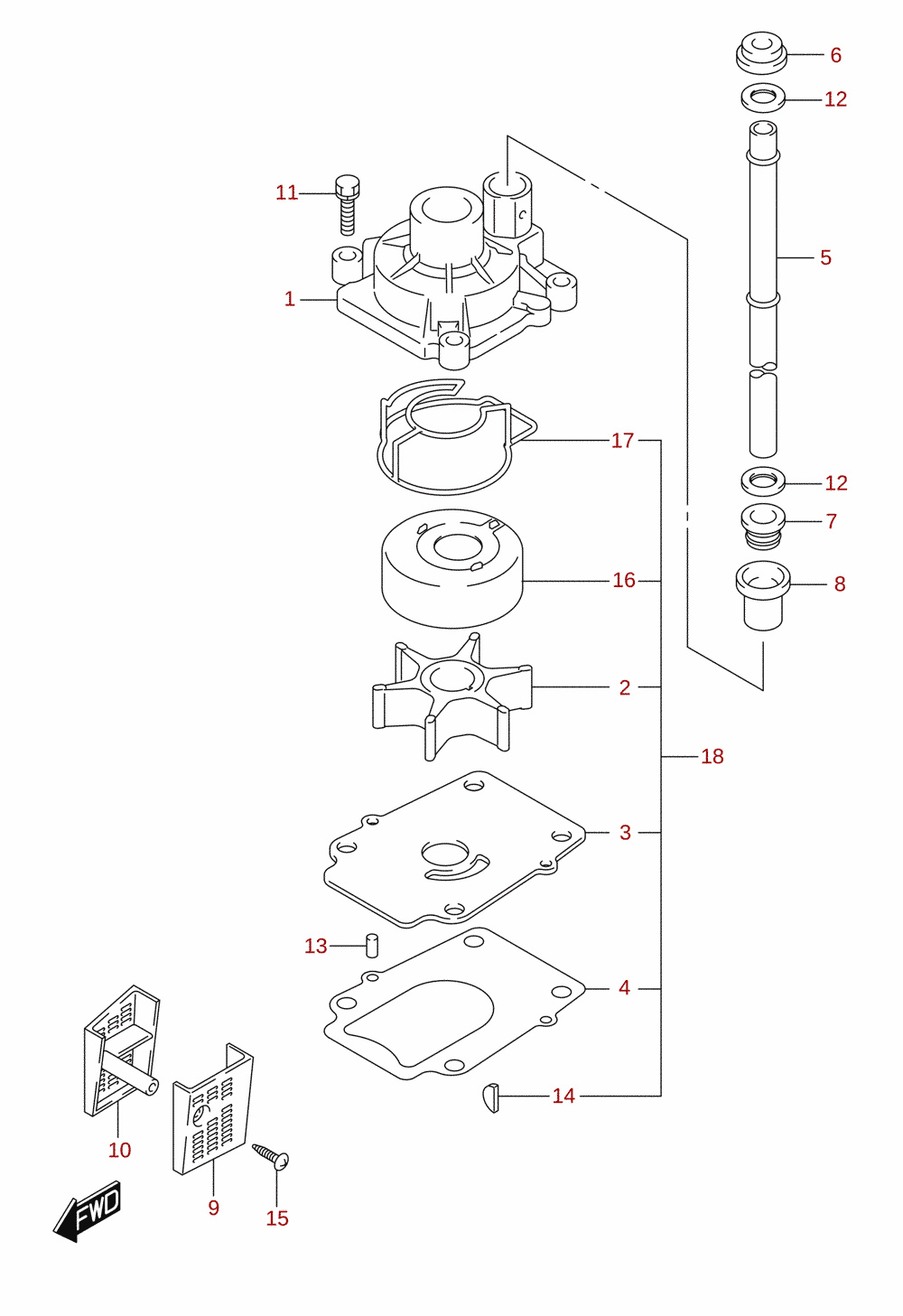 Pumpa za vodu (L-transom) (DF100B)