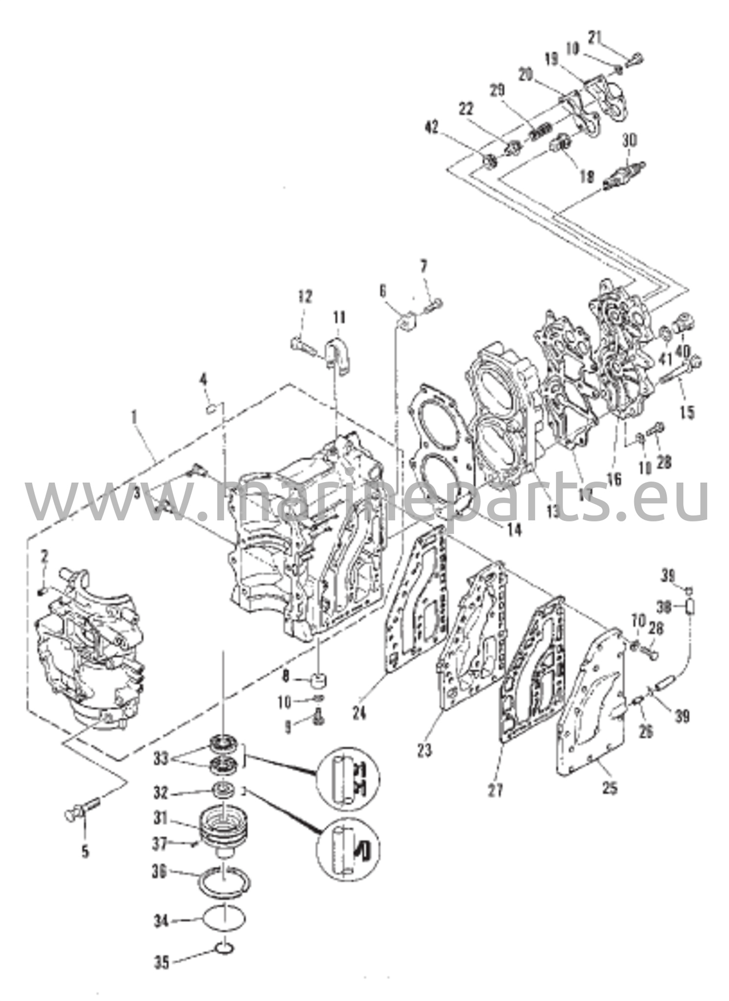 Crankcase and cylinder head