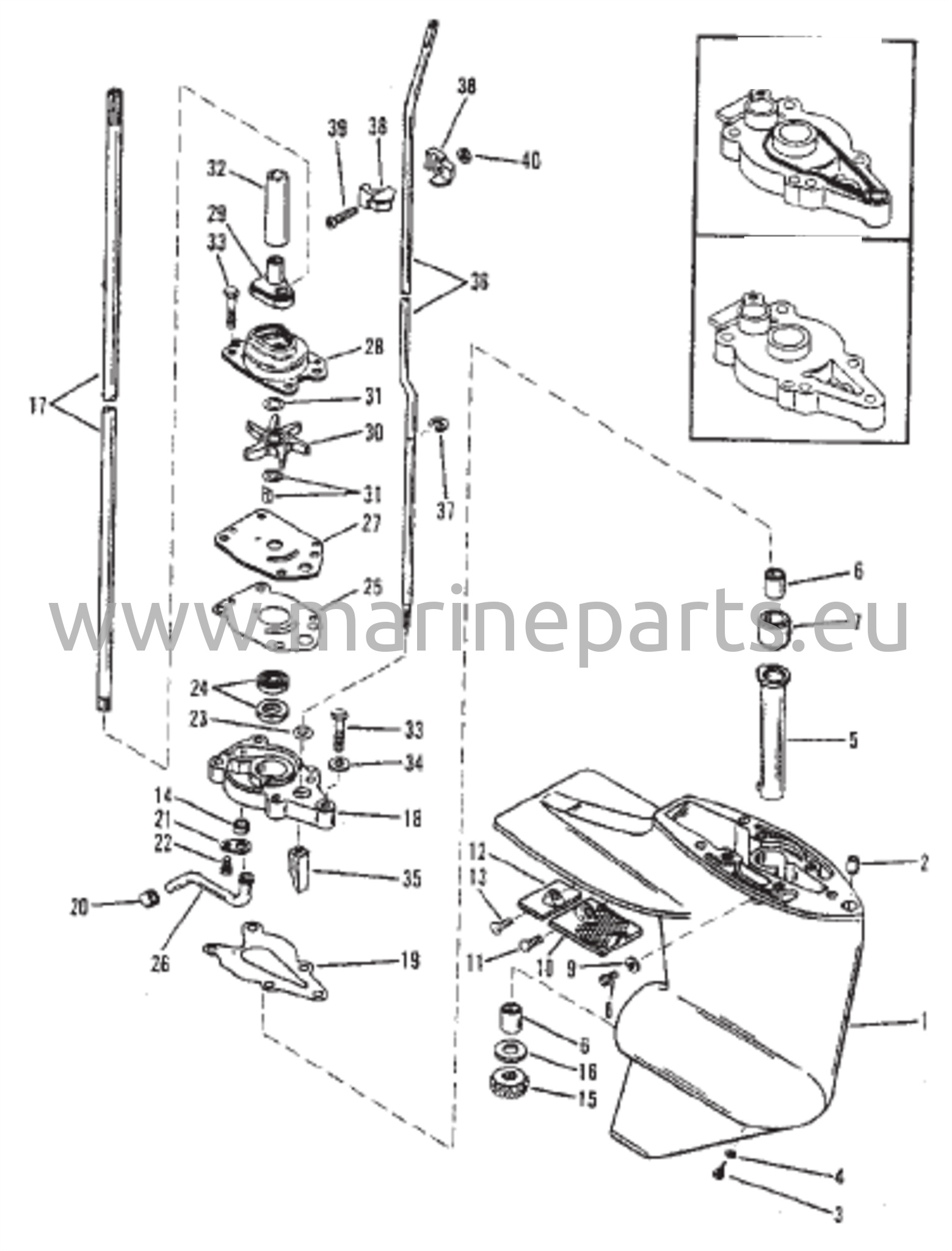 Vaihteiston kotelo (voimansiirtoakseli – Suunnittelu I – Katso viite #17)