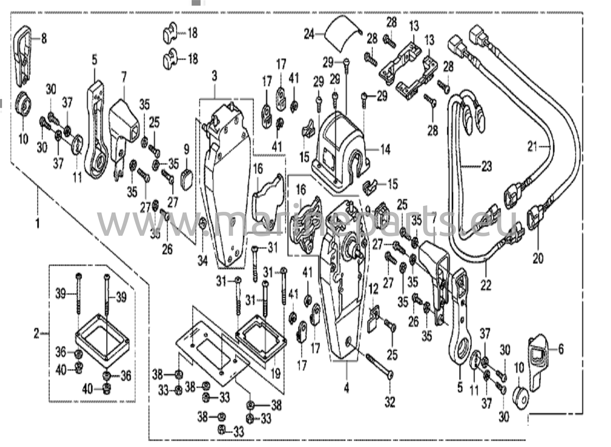 Fjärrkontroll (övermonterad dubbeltyp) (vänster)