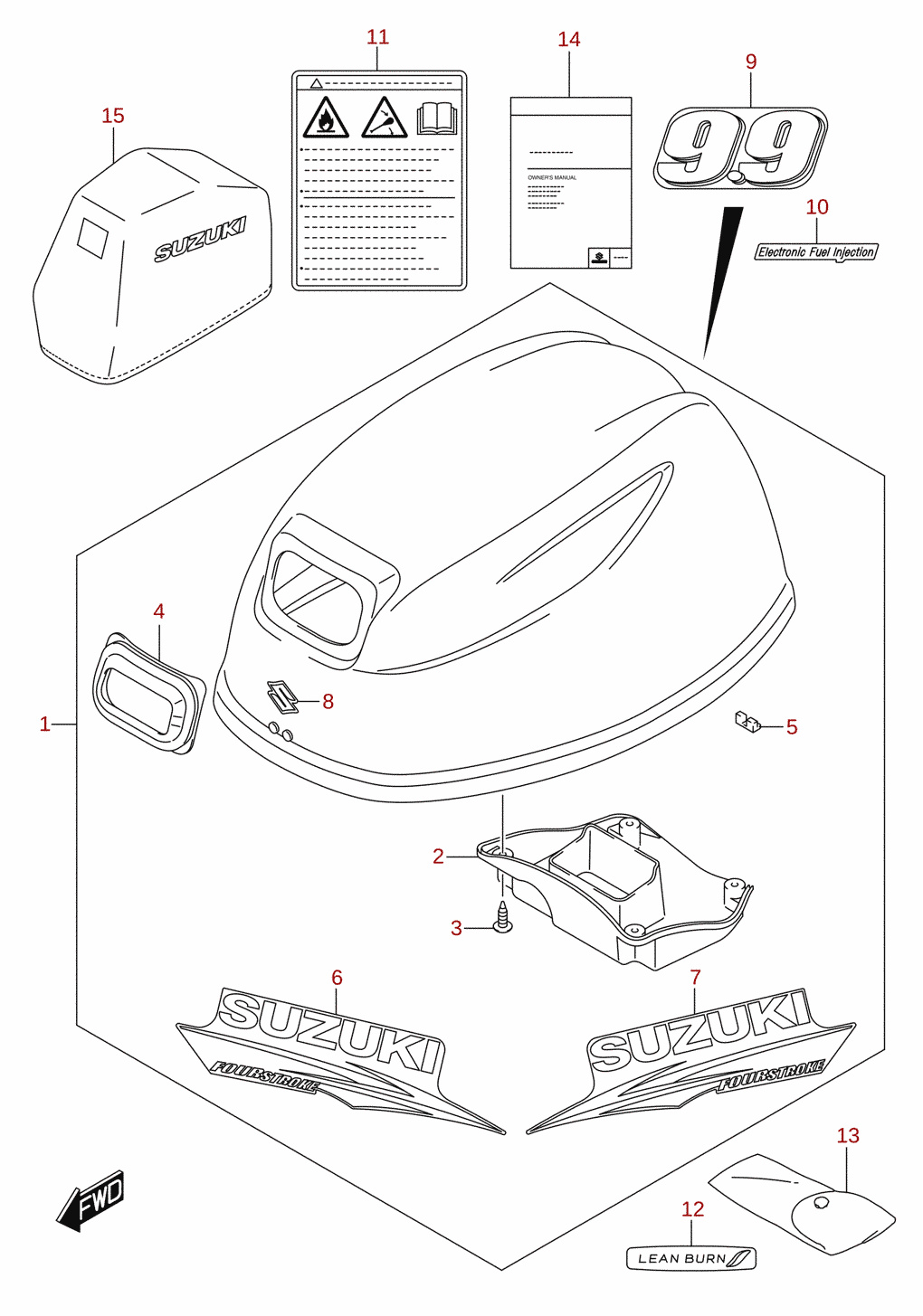 Engine cover (DF9.9B, DF9.9BR)