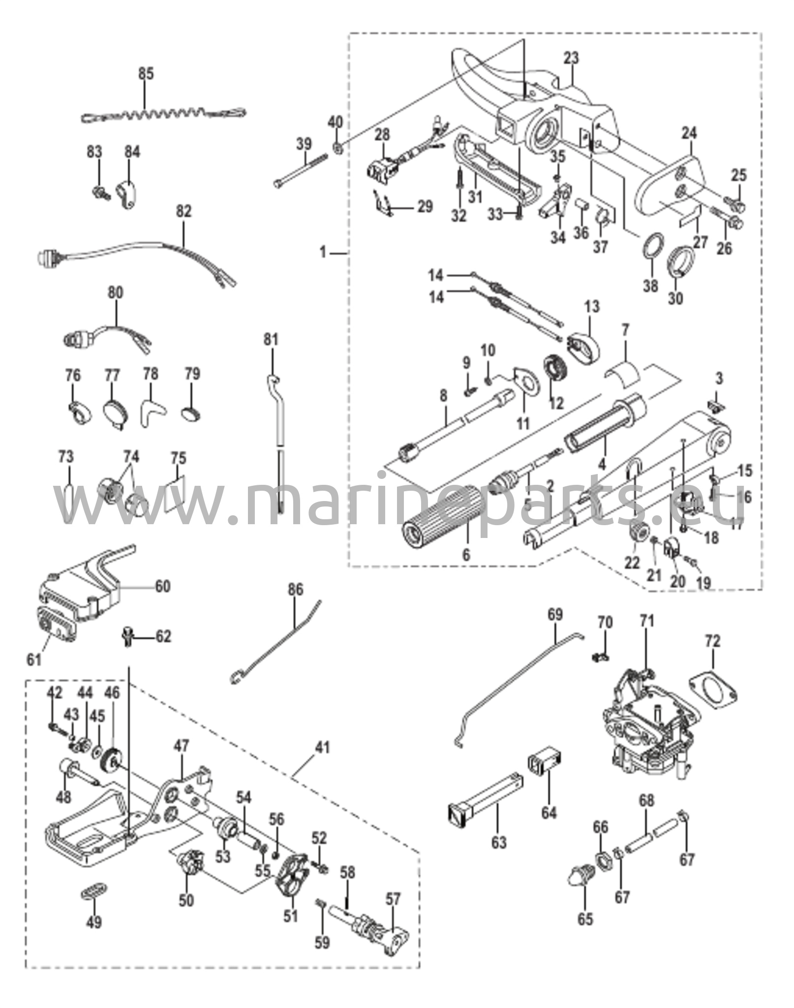 Peräsinkahvan muuntosarja 15 hv sähkömoottoriin - 8M0051059