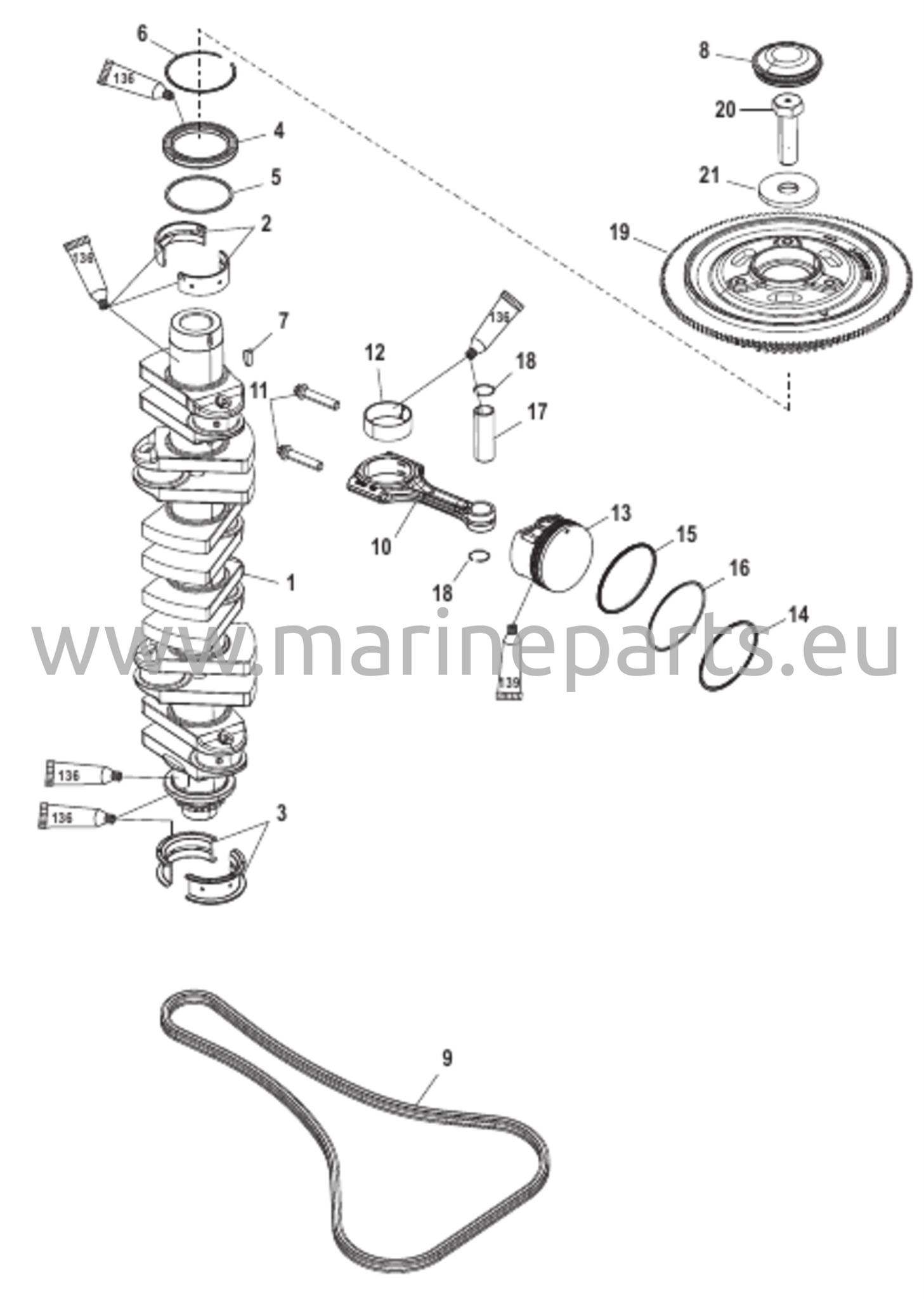 Vevaxel, Kolvar och Svingstänger