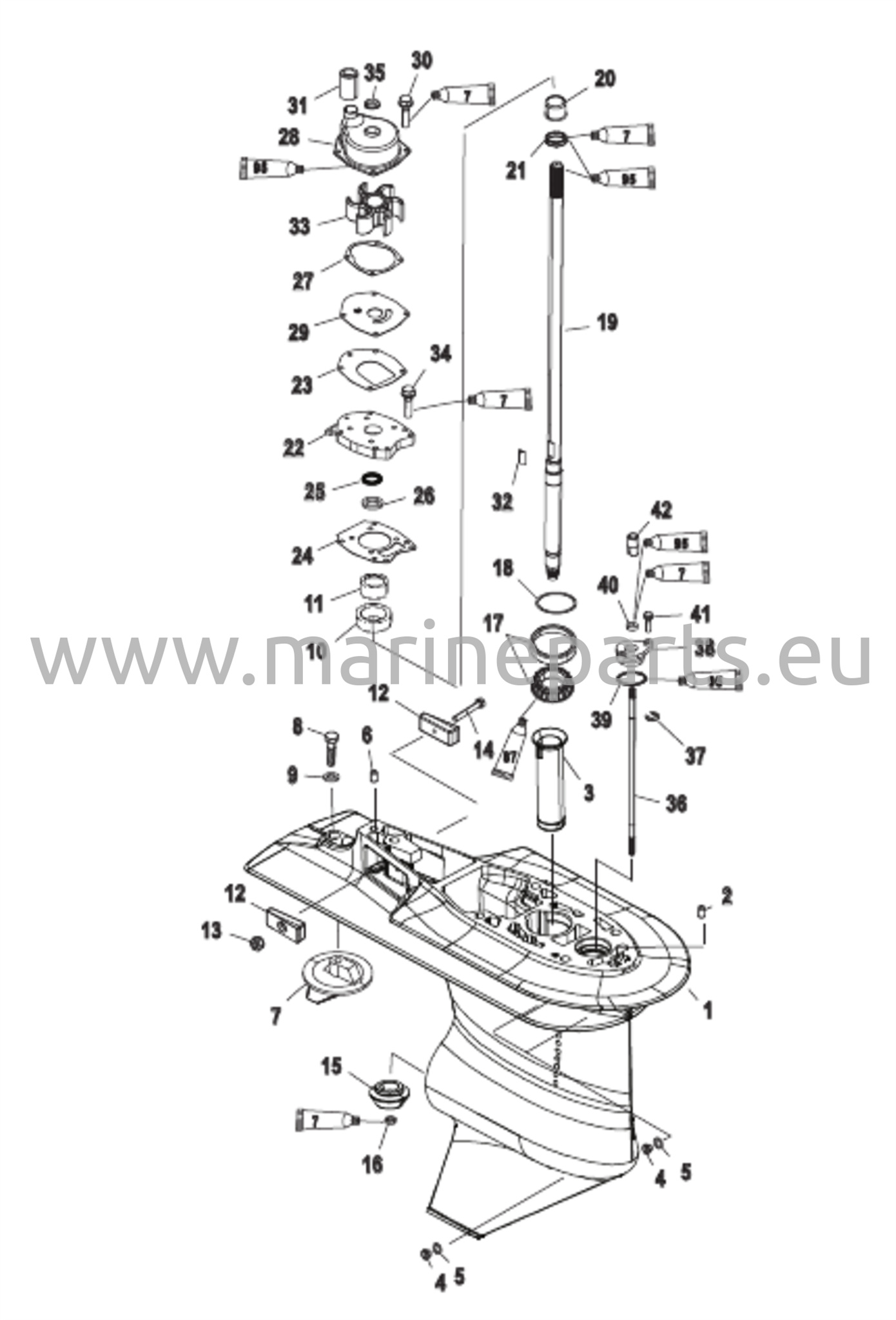 Vaihteiston kotelo (voimansiirtoakseli) (2,33:1 vaihdekerroin)